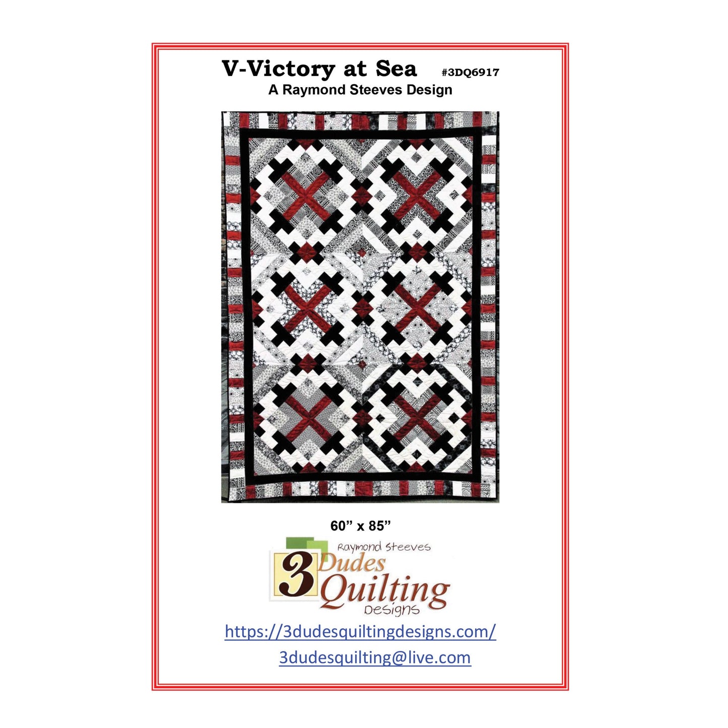 Quilt pattern cover for 'Victory at Sea' by Raymond Sleeves with quilt design and dimensions.