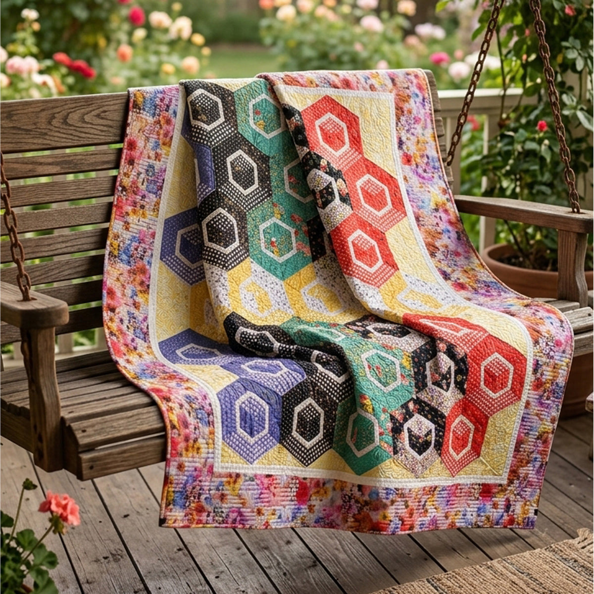 3-D Tumbling Flowers Quilt Pattern 3DQ-6979 - Paper Pattern