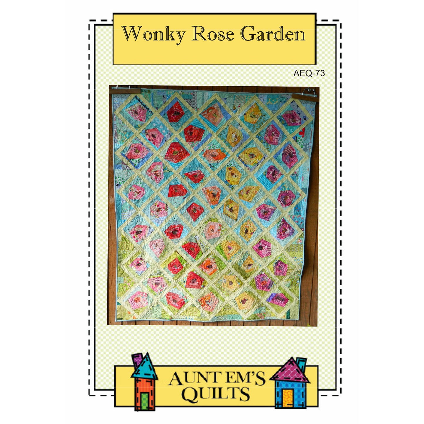 Wonky Rose Garden Quilt AEQ-73e - Downloadable Pattern