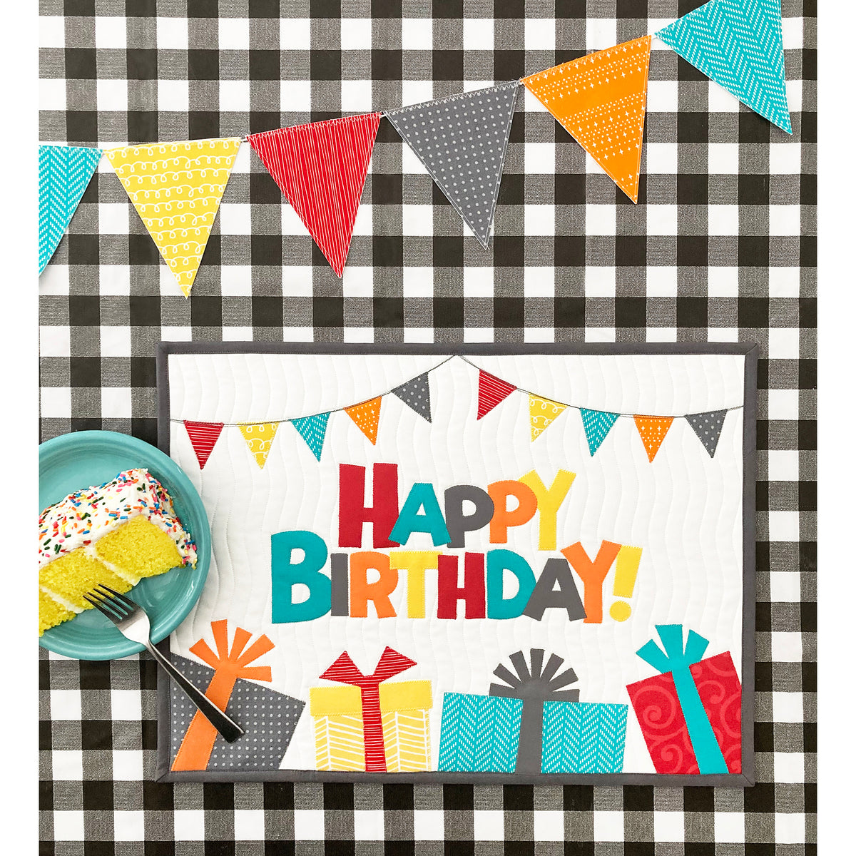 Birthday Placemat or Pillow Pattern AQ-134e - Downloadable Pattern