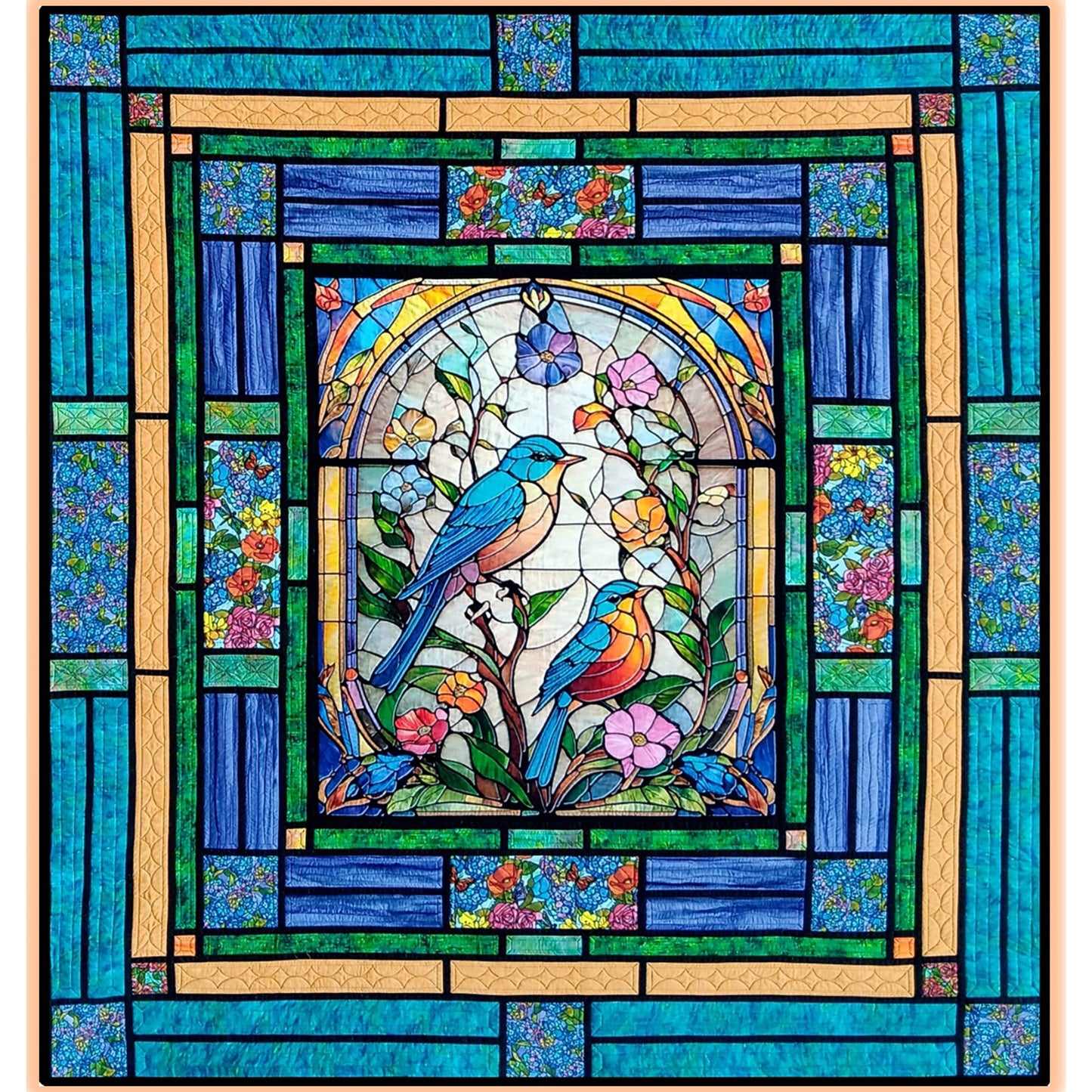 Magical, stained-glass window quilt.