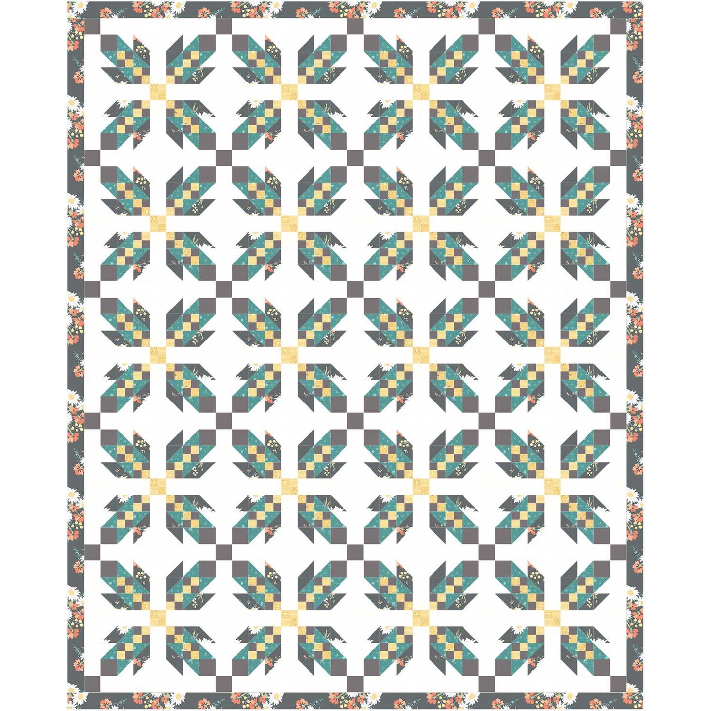 Quilt features X's of what look like feathers to represent bear hugs.