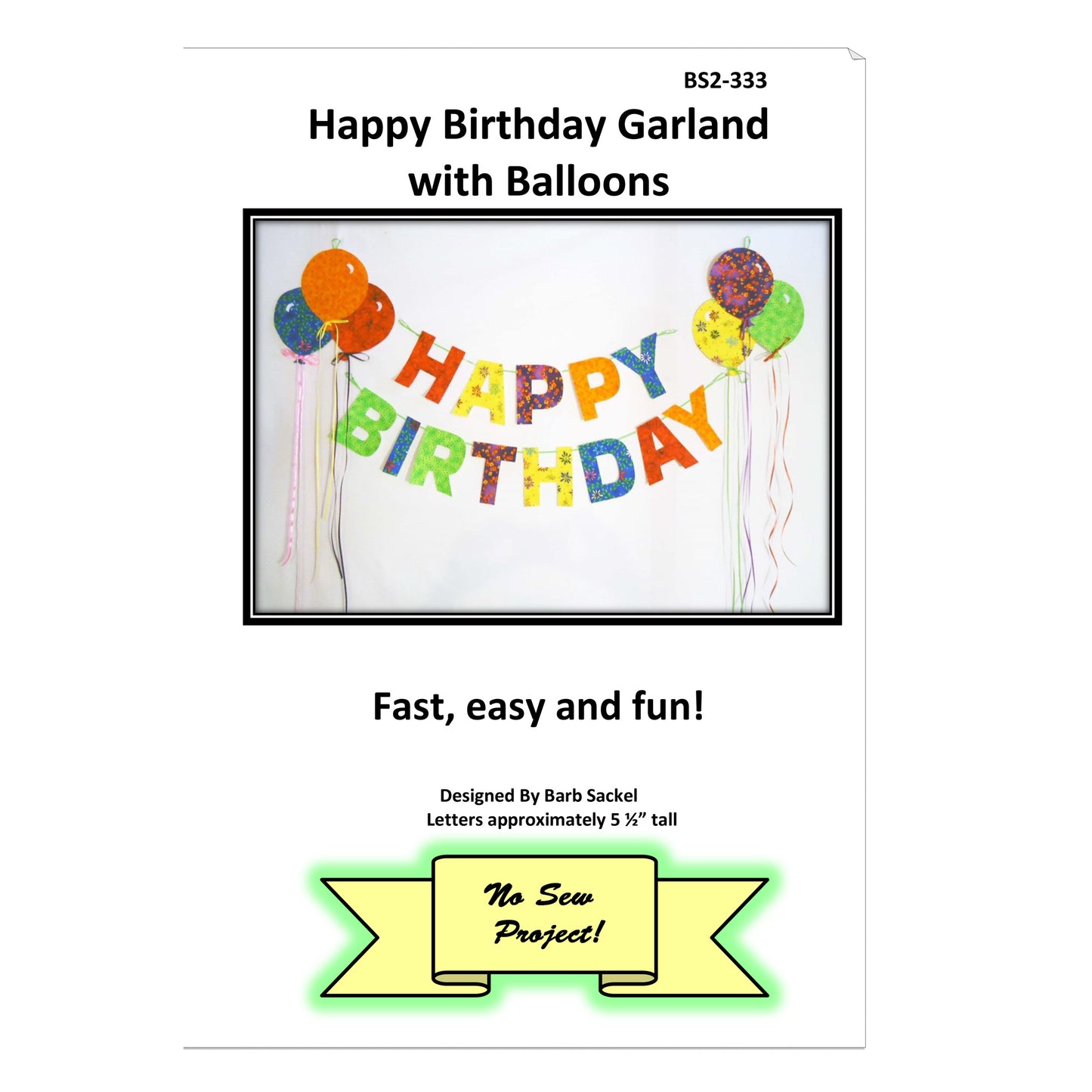 Happy Birthday Garland with Balloons product packaging on a white background