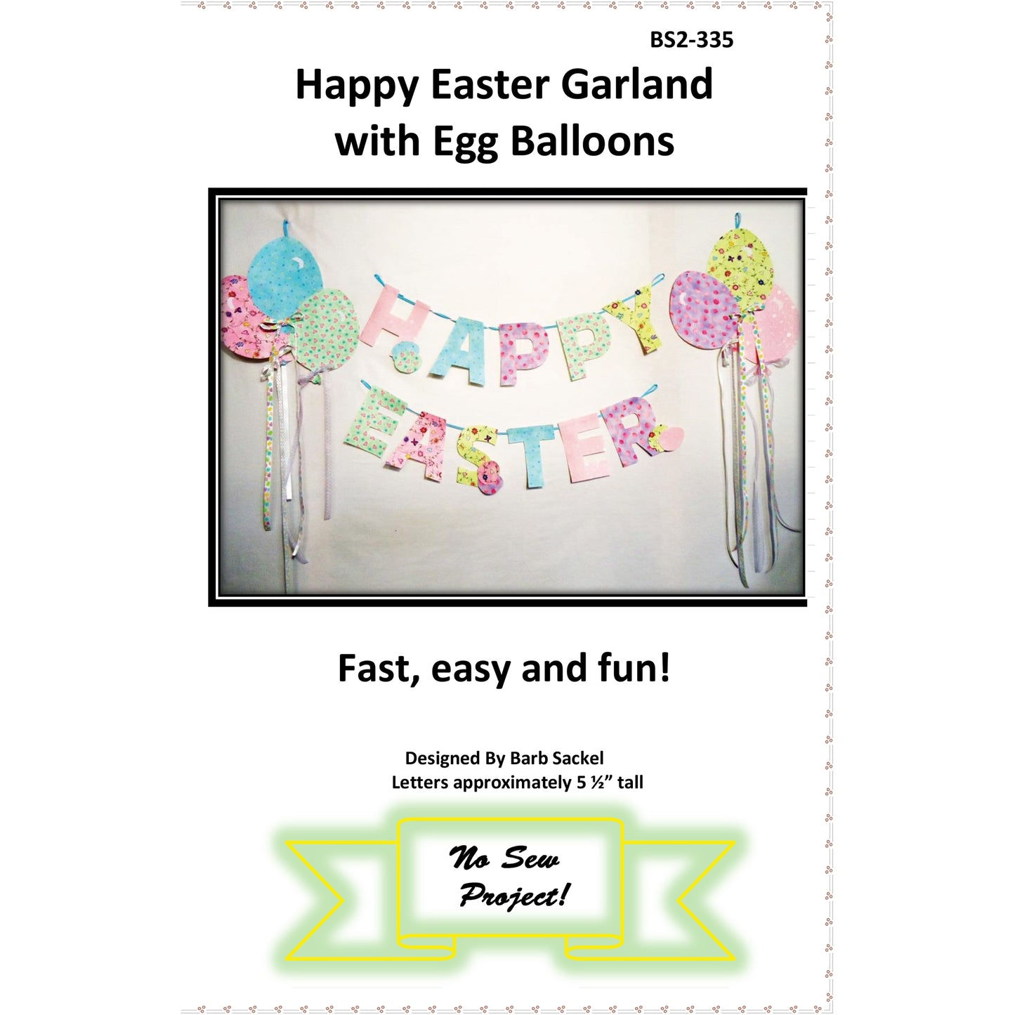 Cover for the Happy Easter Garland with Egg Balloons pattern by Barb Sackel.
