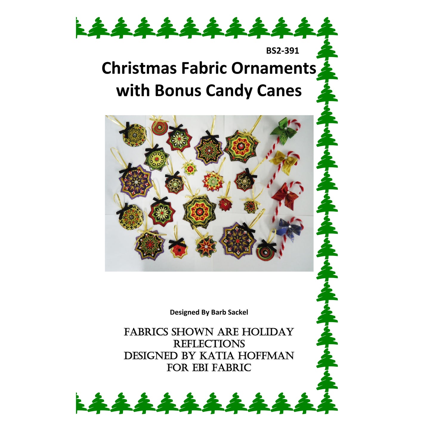 Cover image of pattern for Christmas Fabric Ornaments with Bonus Candy Canes.