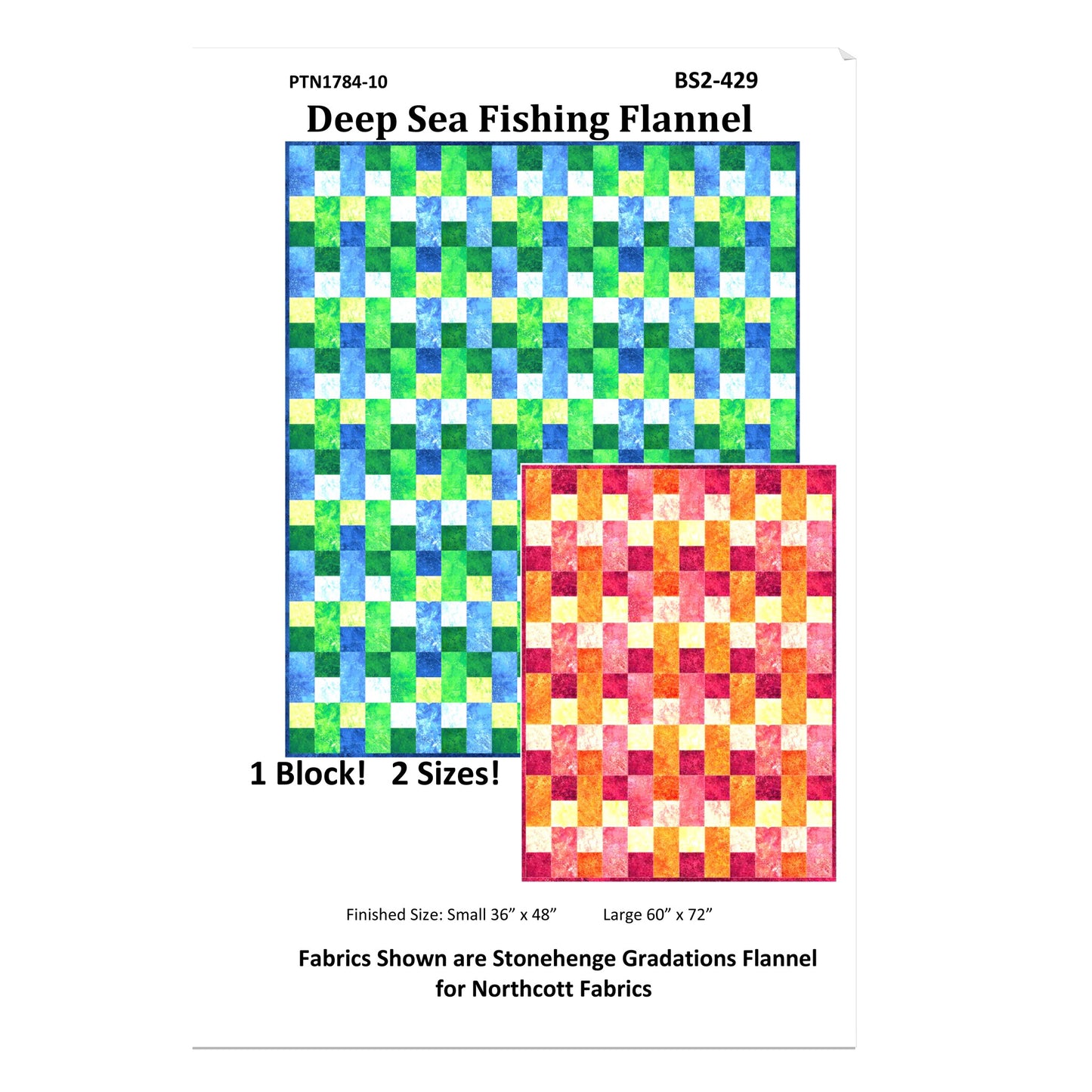 Colorful quilt pattern with checkered designs on a white background