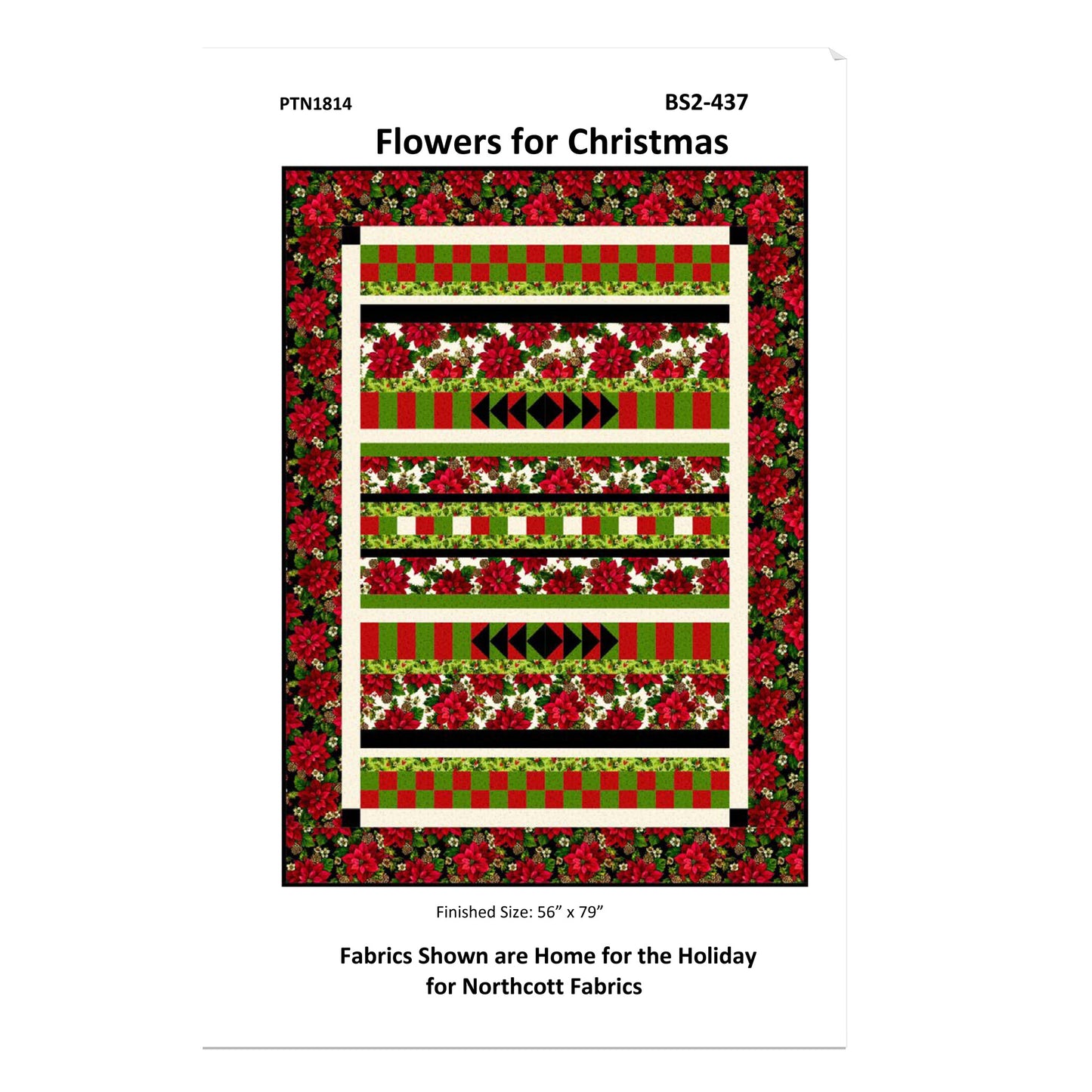 Quilt pattern cover for 'Flowers for Christmas' by Northcott Fabrics on a white background.