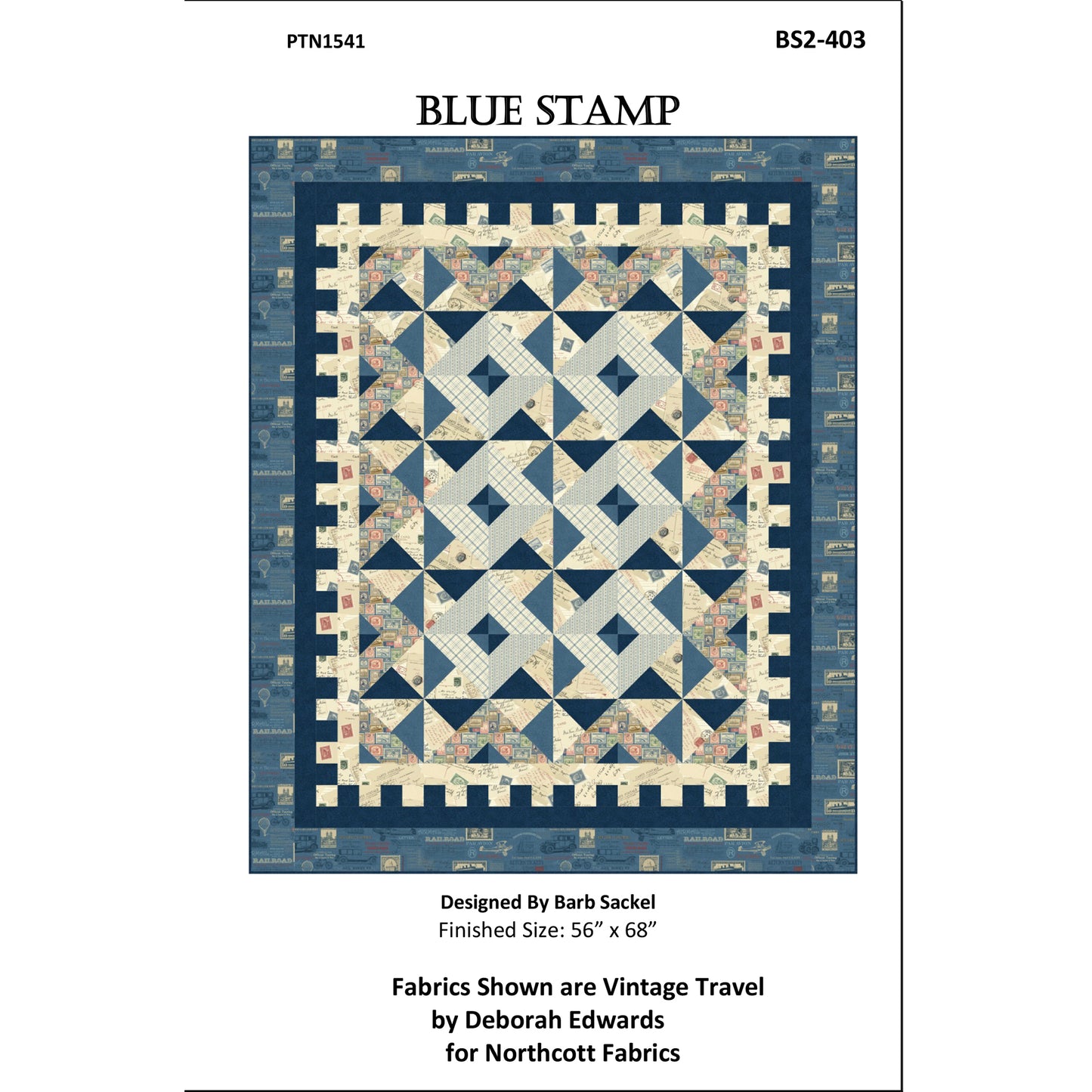 Cover image of pattern for Blue Stamp Quilt.