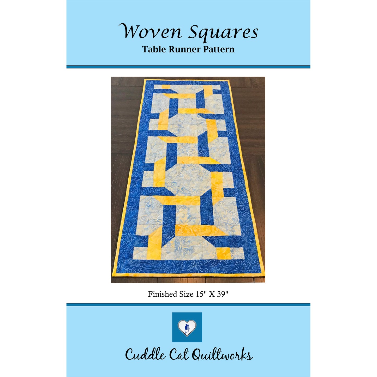 Image of the cover to the Woven Squares Table Runner pattern.
