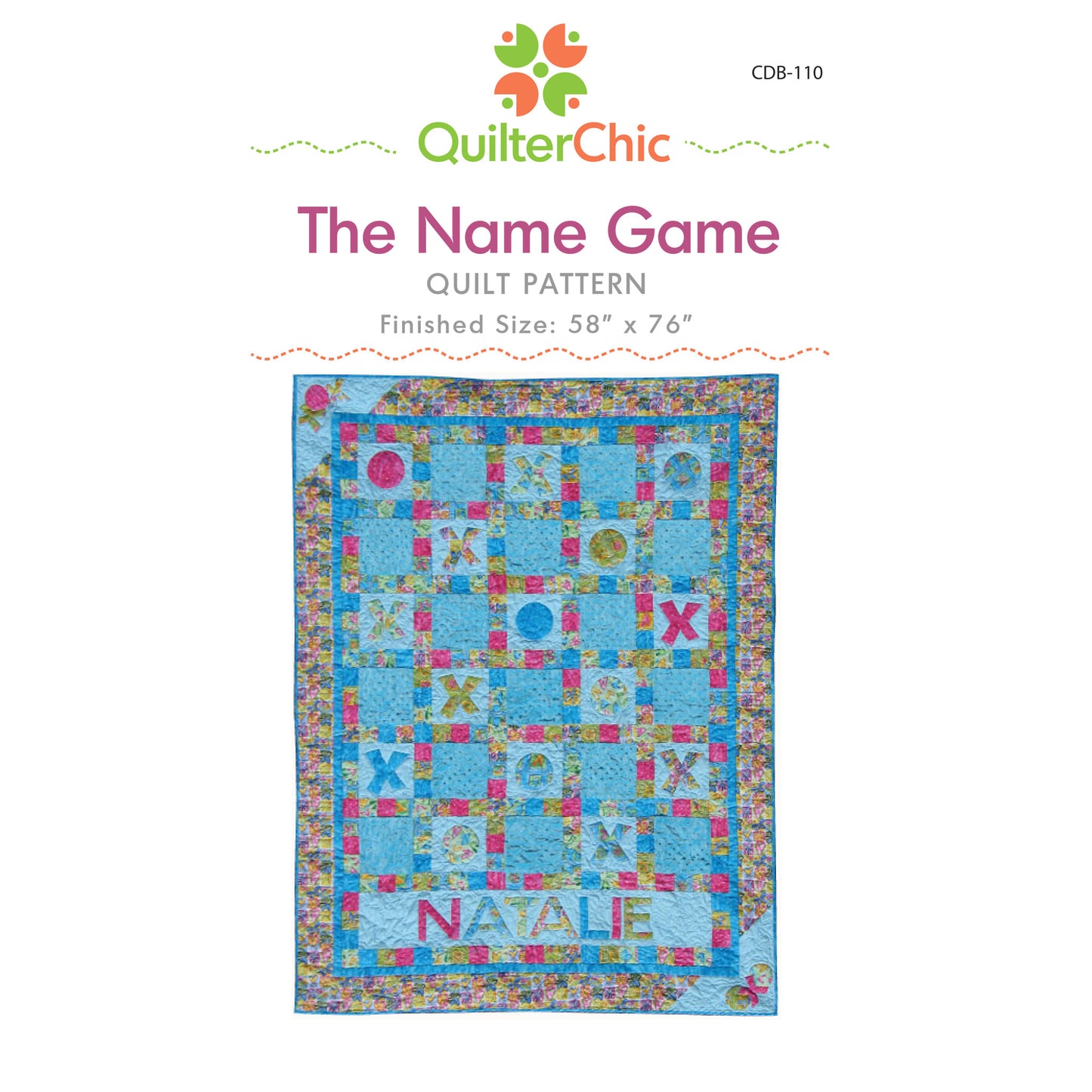 Image of the front cover of The Name Game quilt pattern by Cheryl Daines Brown of QuilterChic.