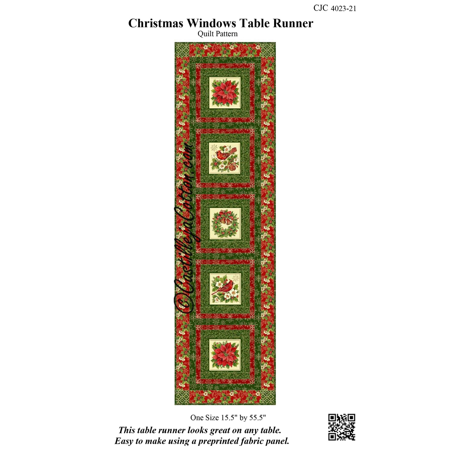 Christmas Windows Table Runner CJC-402321e - Downloadable Pattern