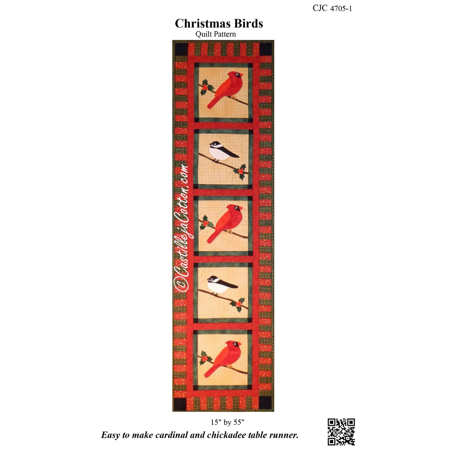 Christmas Birds Table Runner CJC-4705 - Paper Pattern