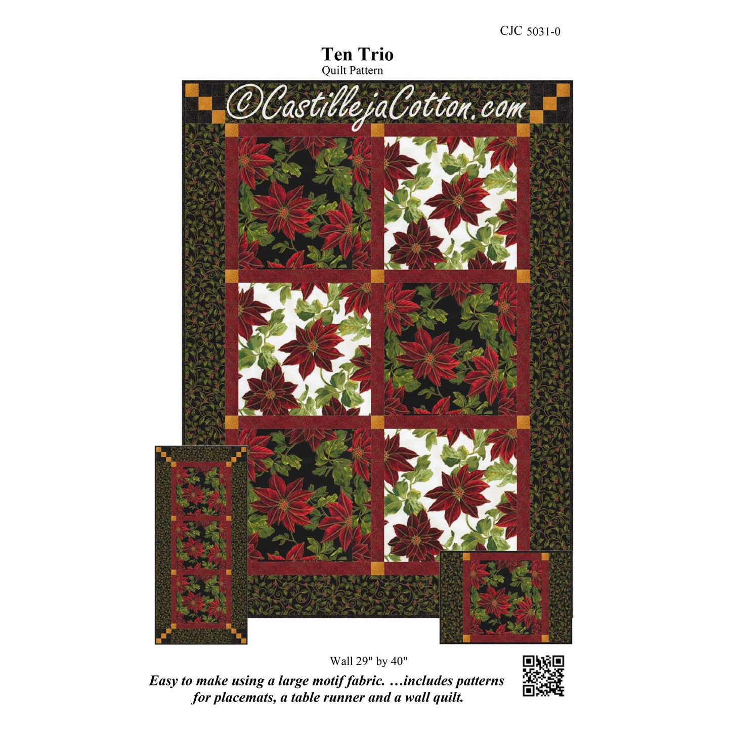 Ten Trio Quilt Pattern CJC-5031 - Paper Pattern