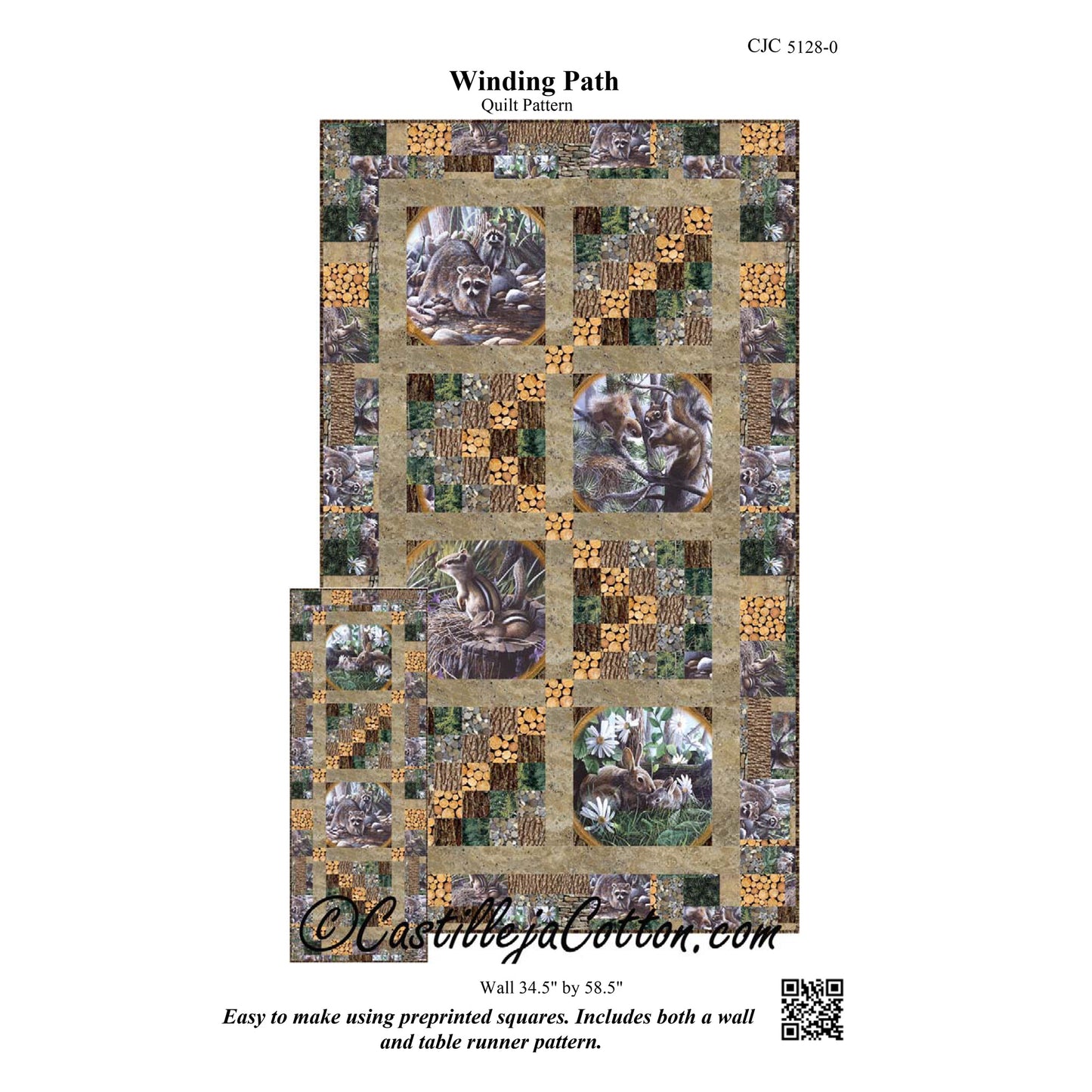 Image of the front cover for the Winding Patch quilt pattern by Castilleja Cotton.