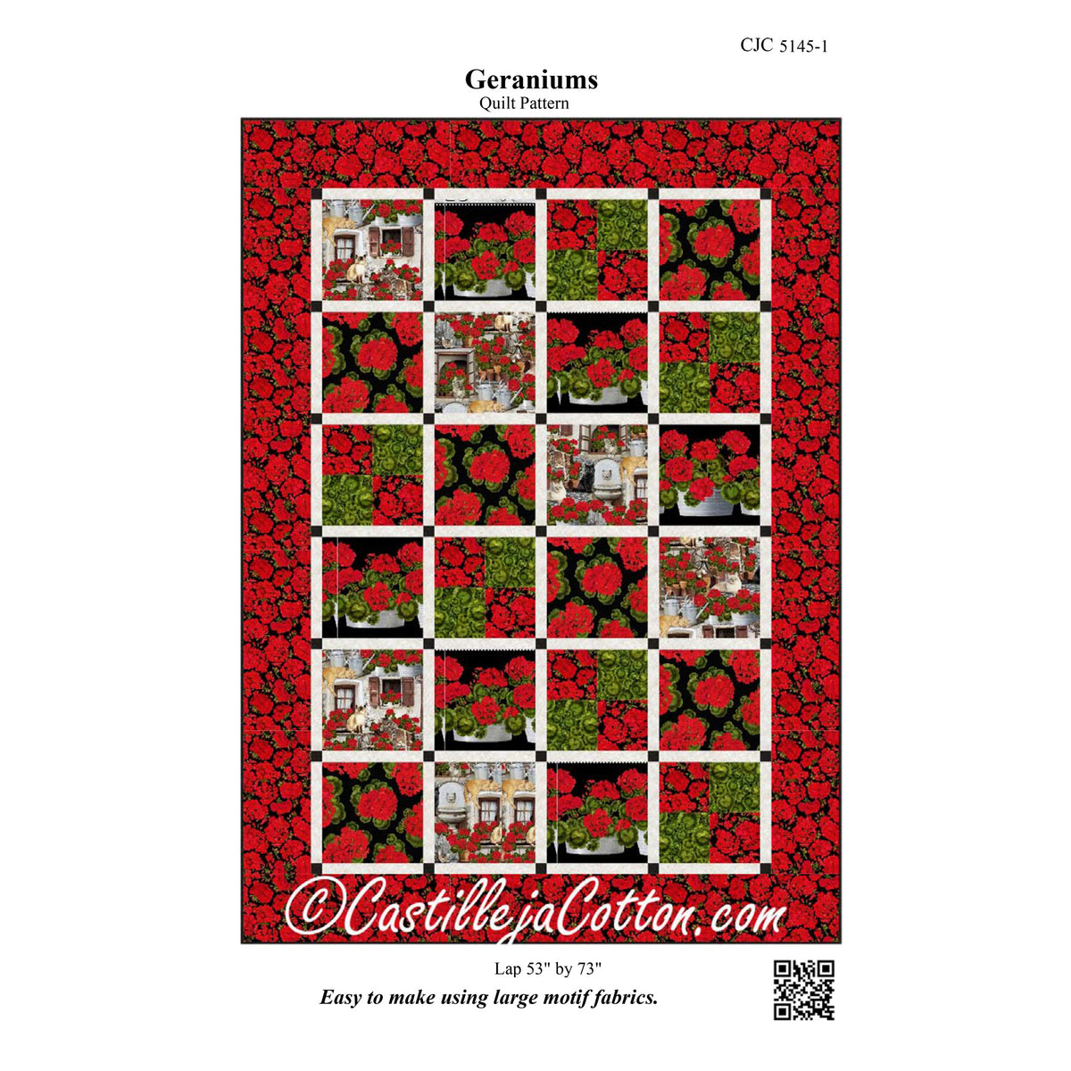 Geraniums Quilt CJC-51451e - Downloadable Pattern