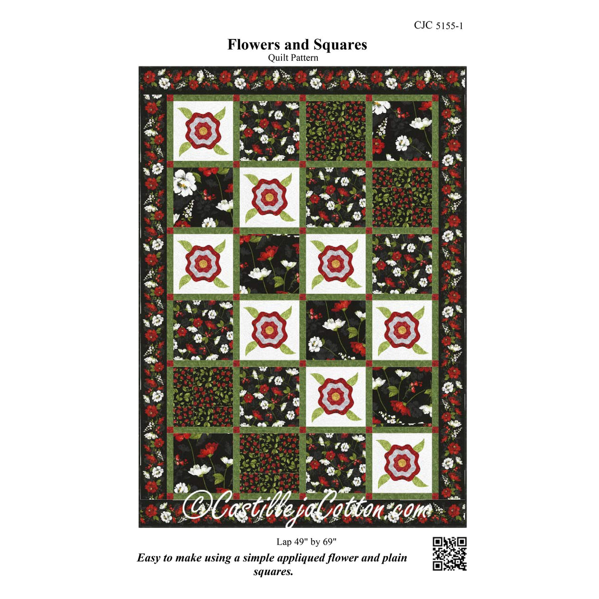 Flowers and Squares Quilt CJC-51551e - Downloadable Pattern