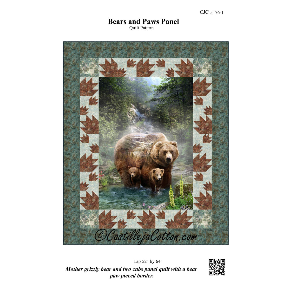 Bears and Paws Panel Quilt Pattern CJC-51761 - Paper Pattern