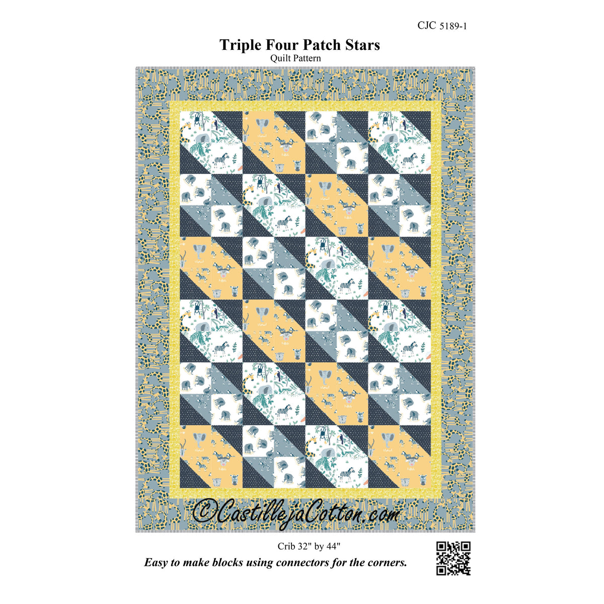 Triple Four Patch Stars Quilt CJC-51891e - Downloadable Pattern