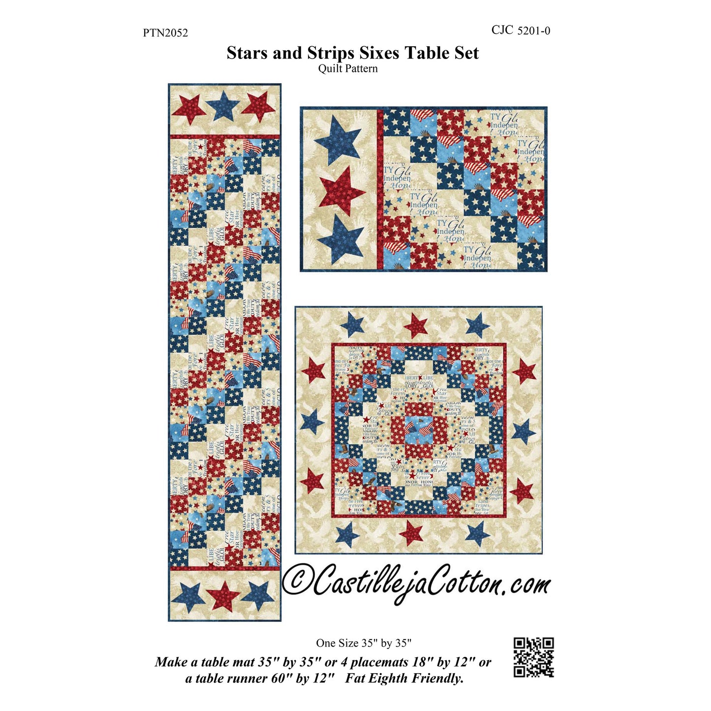 Stars and Strips Sixes Table Set Pattern CJC-52010w - Wholesale Product