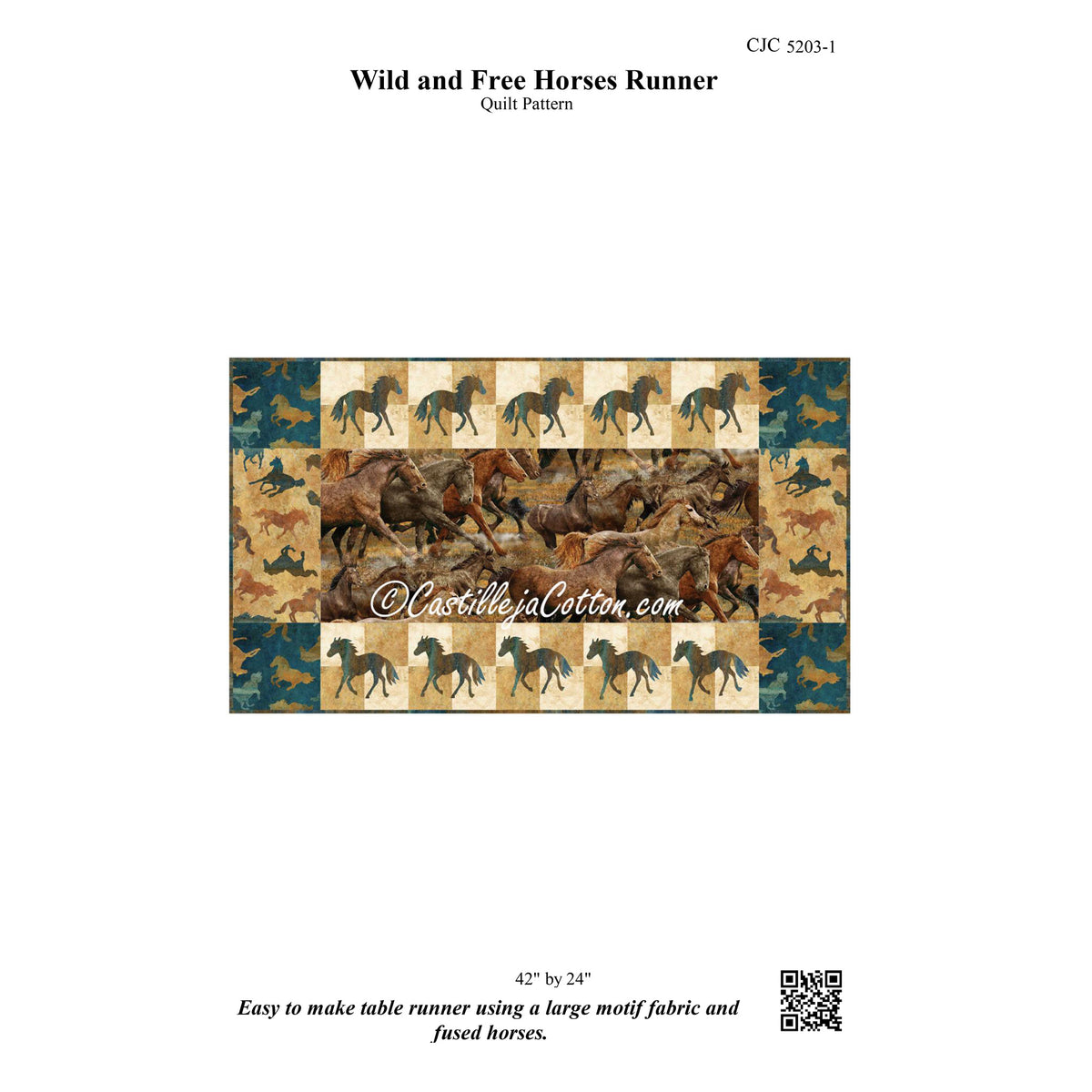 Wild and Free Horses Runner Pattern CJC-52031 - Paper Pattern