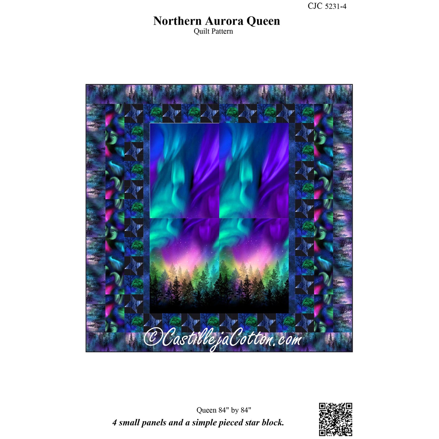 Cover image of pattern for Northern Aurora Queen quilt.