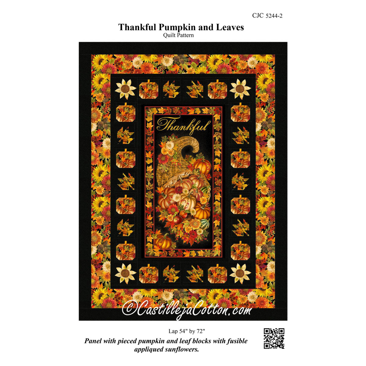Thankful Pumpkin and Leaves Quilt CJC-52442e - Downloadable Pattern
