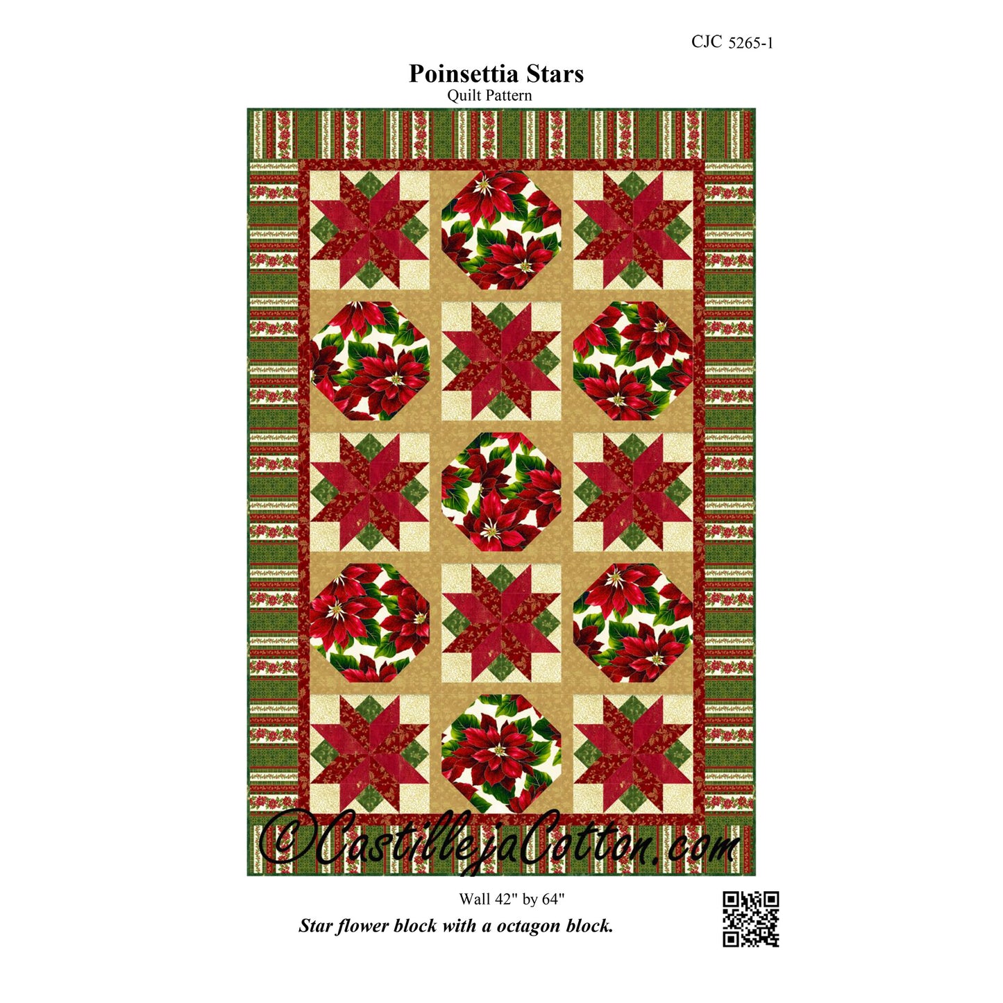 Poinsettia Stars Quilt Pattern CJC-52651w - Wholesale Product