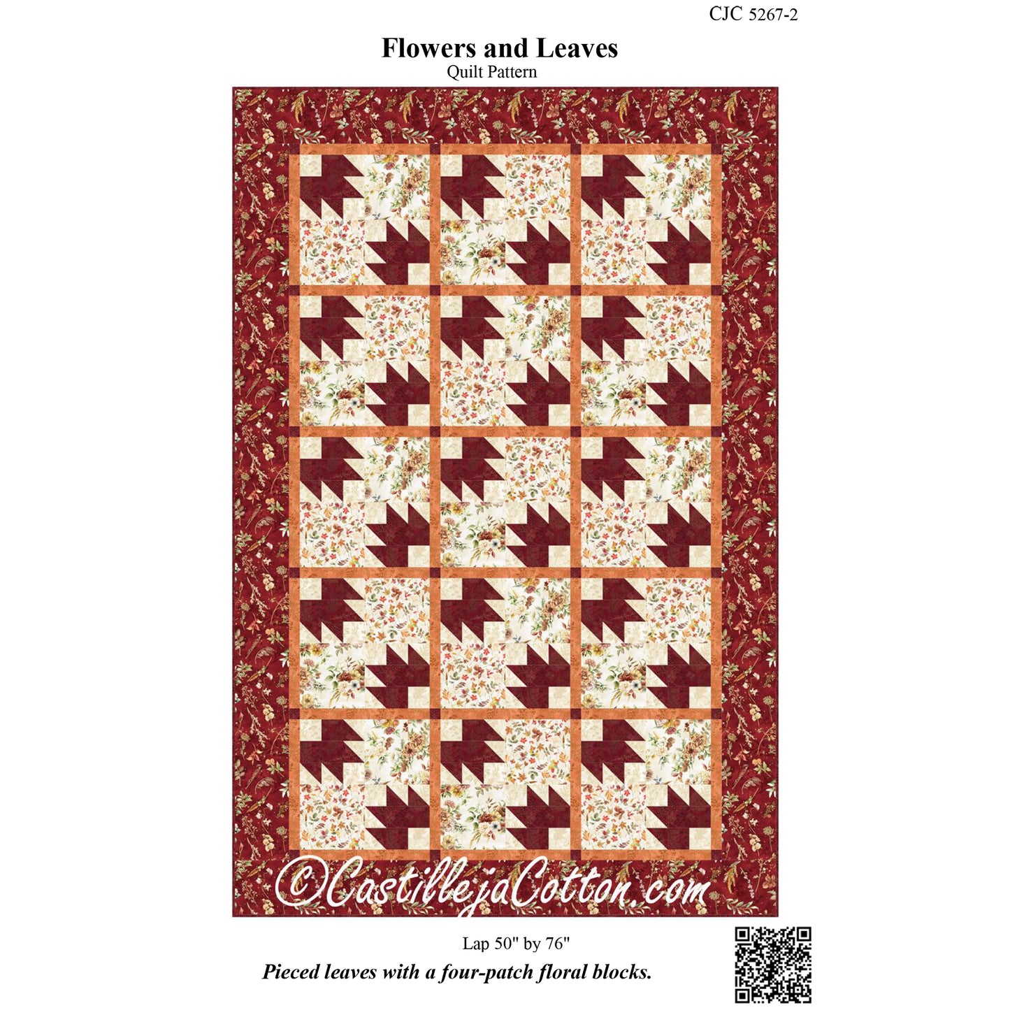 Cover image of pattern for Flowers and Leaves Quilt.