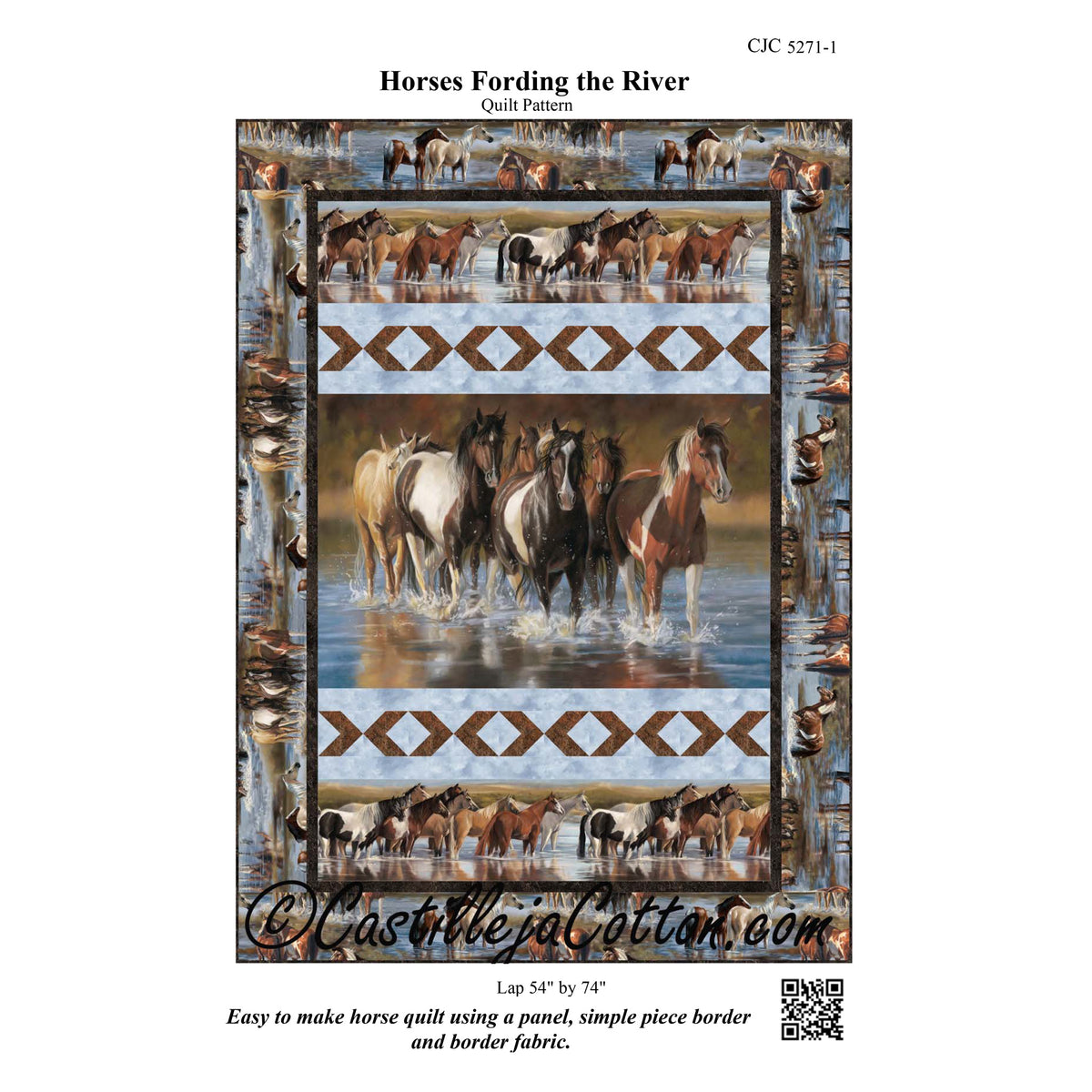 Horses Fording the River Quilt CJC-52711e - Downloadable Pattern