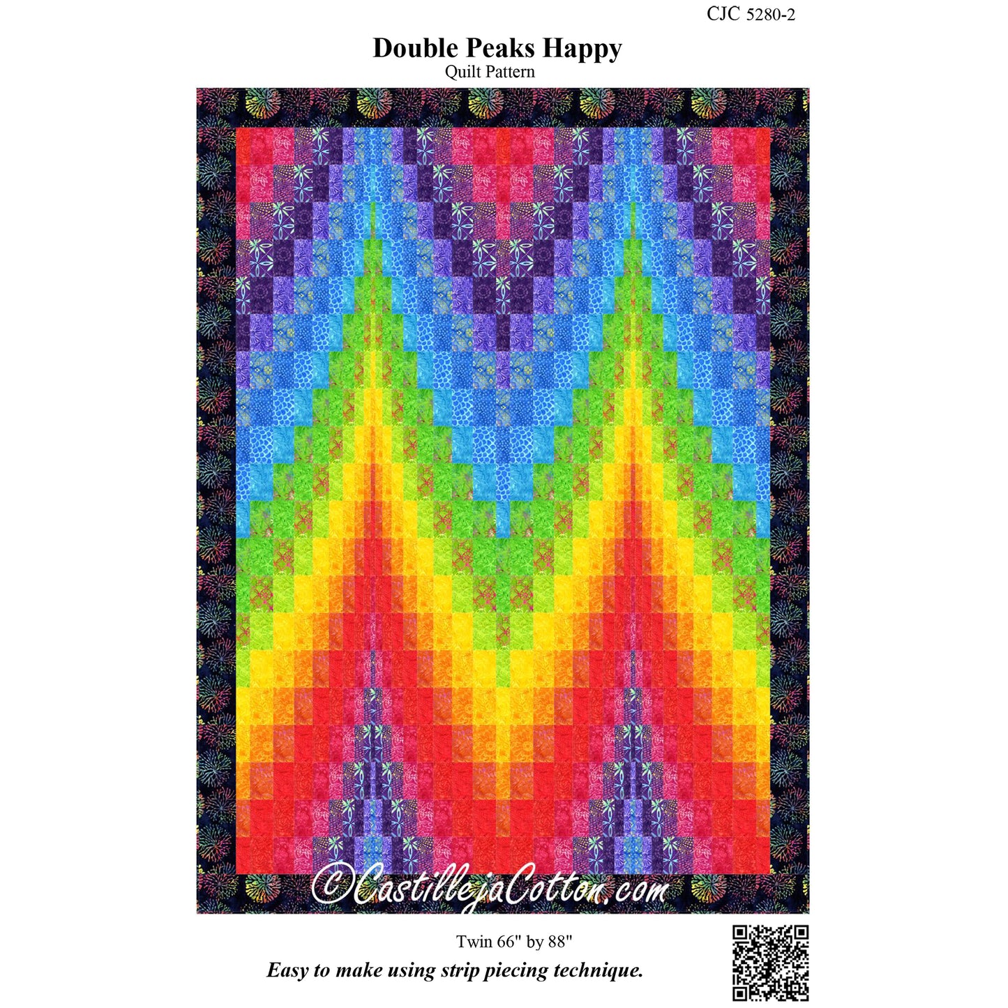 Cover image of pattern for Double Peaks Happy quilt.