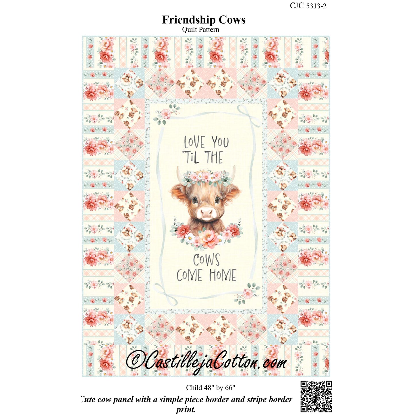 Core image of pattern for Friendship Cow Quilt.