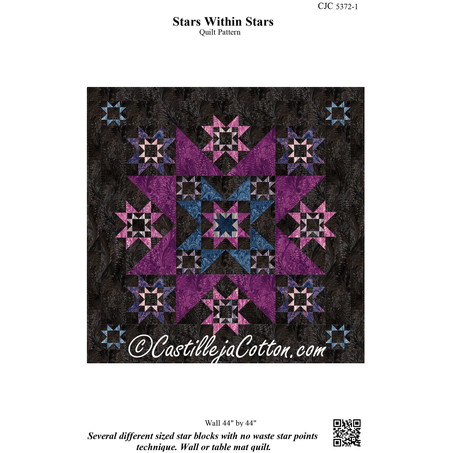 Cover image of pattern for Stars Within Stars quilt.