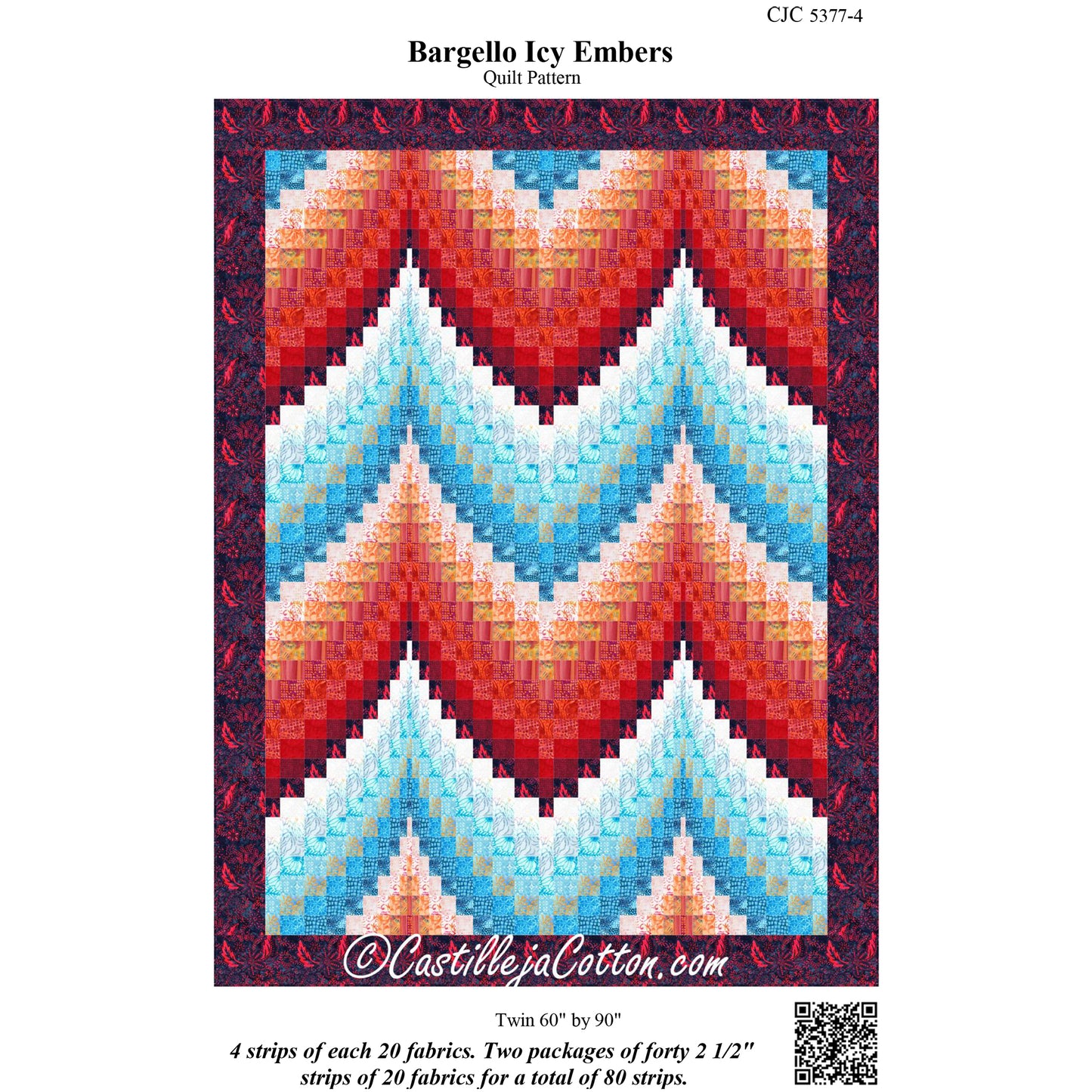 Cover image of pattern for Bargello Icy Embers Quilt.
