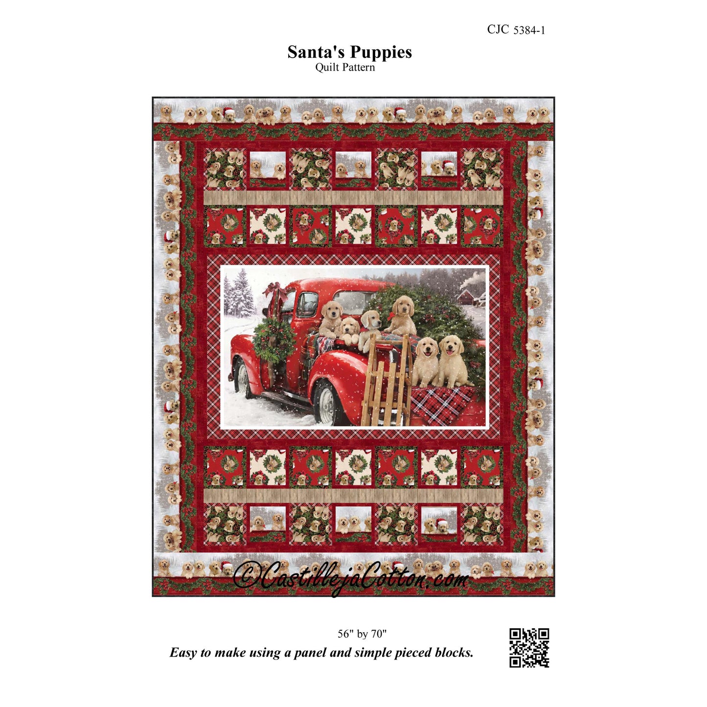 Santa's Puppies Quilt CJC-53841e - Downloadable Pattern