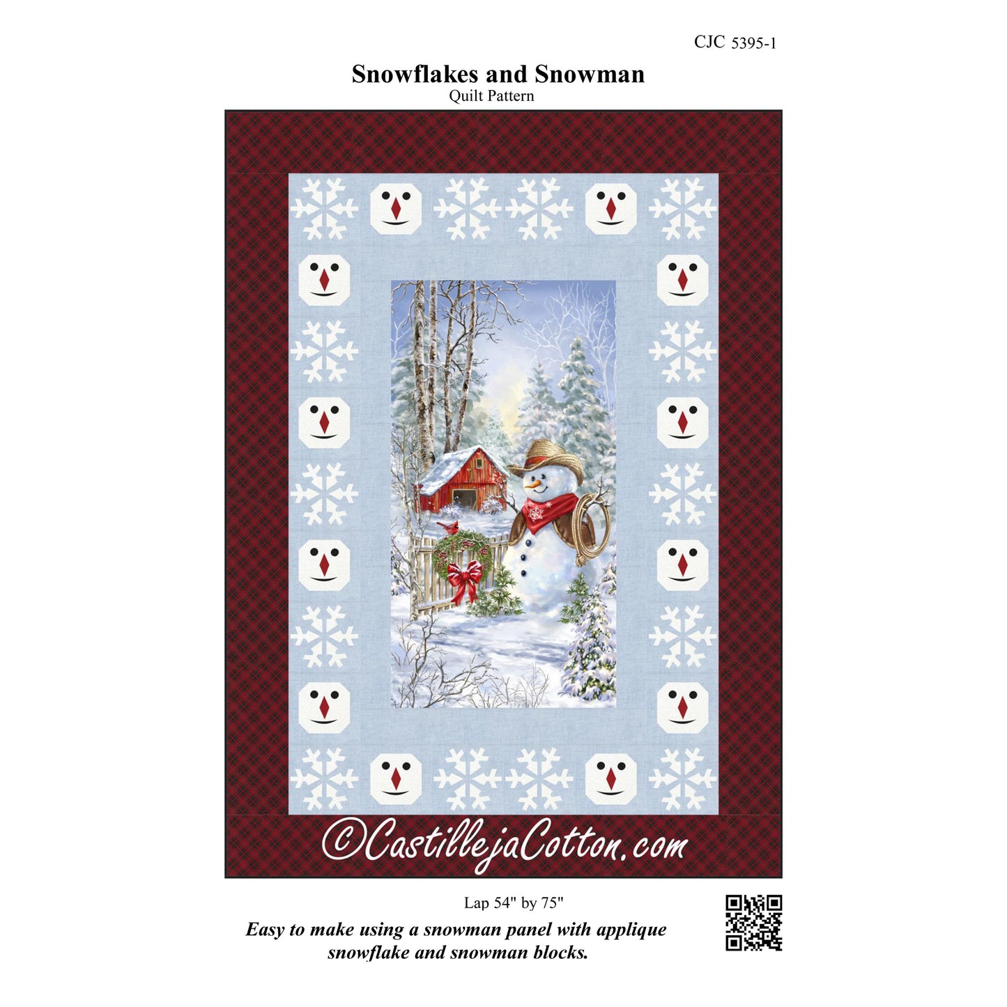 Snowflakes and Snowman Quilt Pattern CJC-53951 - Paper Pattern