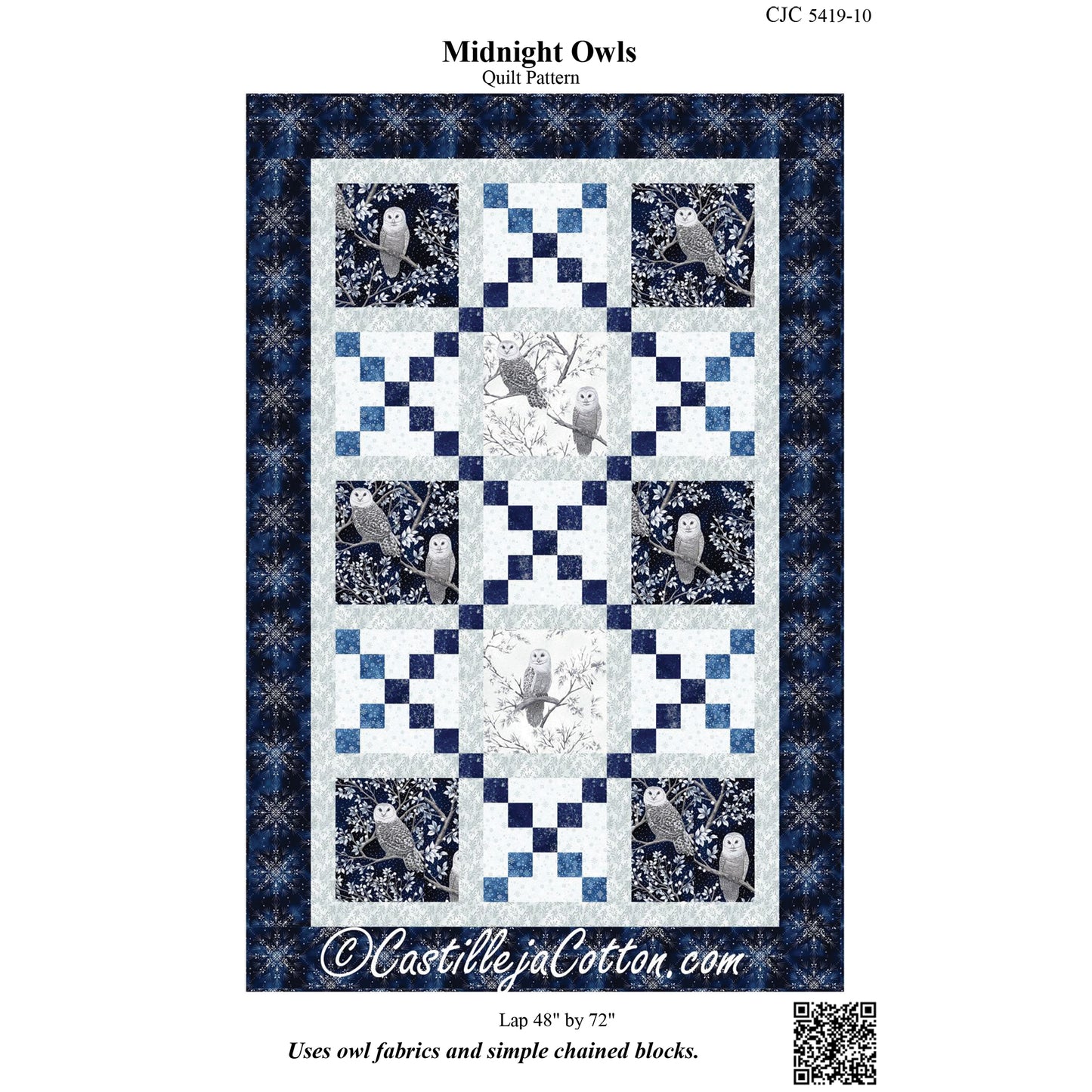 Cover image of pattern for Midnight Owls Quilt.