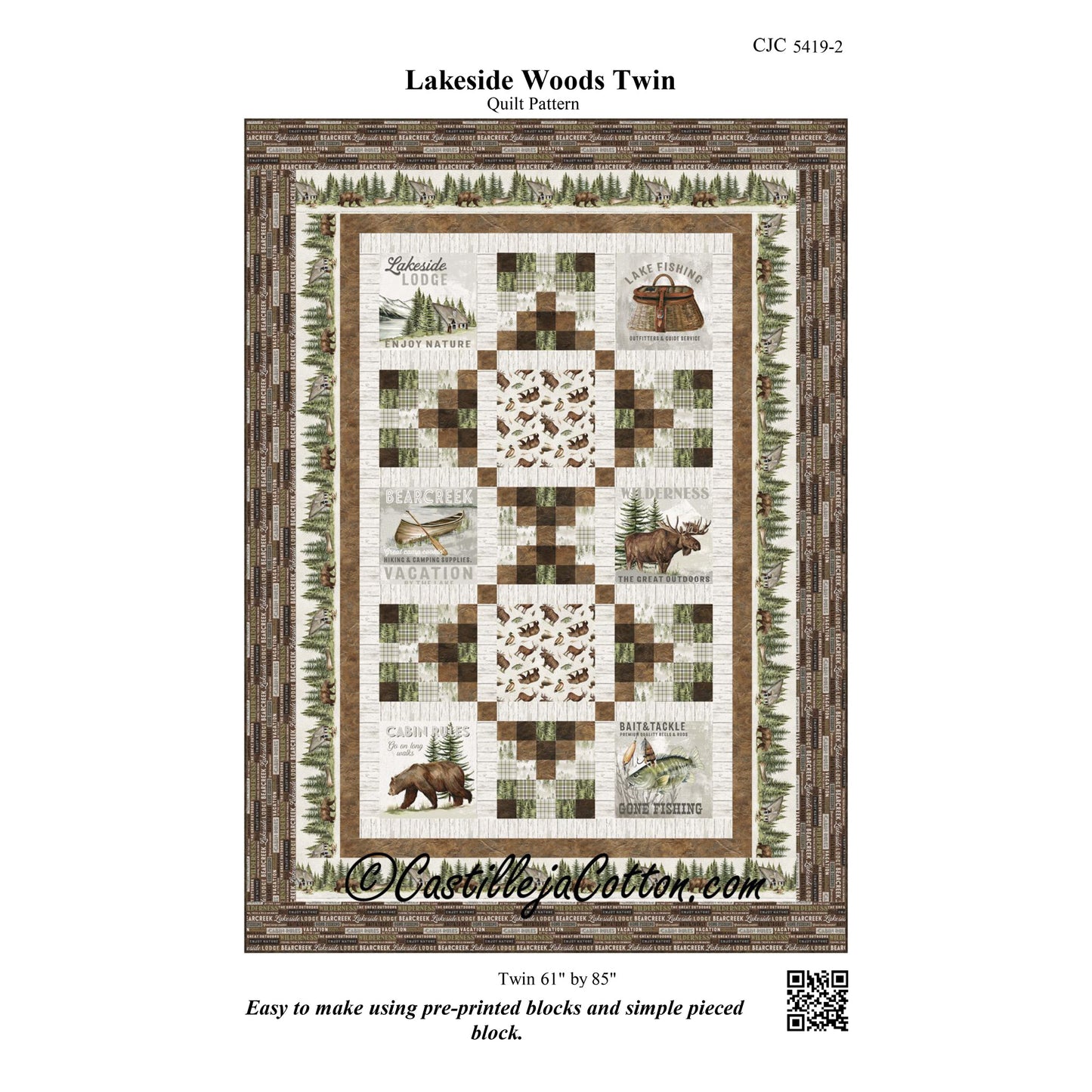 Lakeside Woods Twin Quilt Pattern CJC-54192 - Paper Pattern