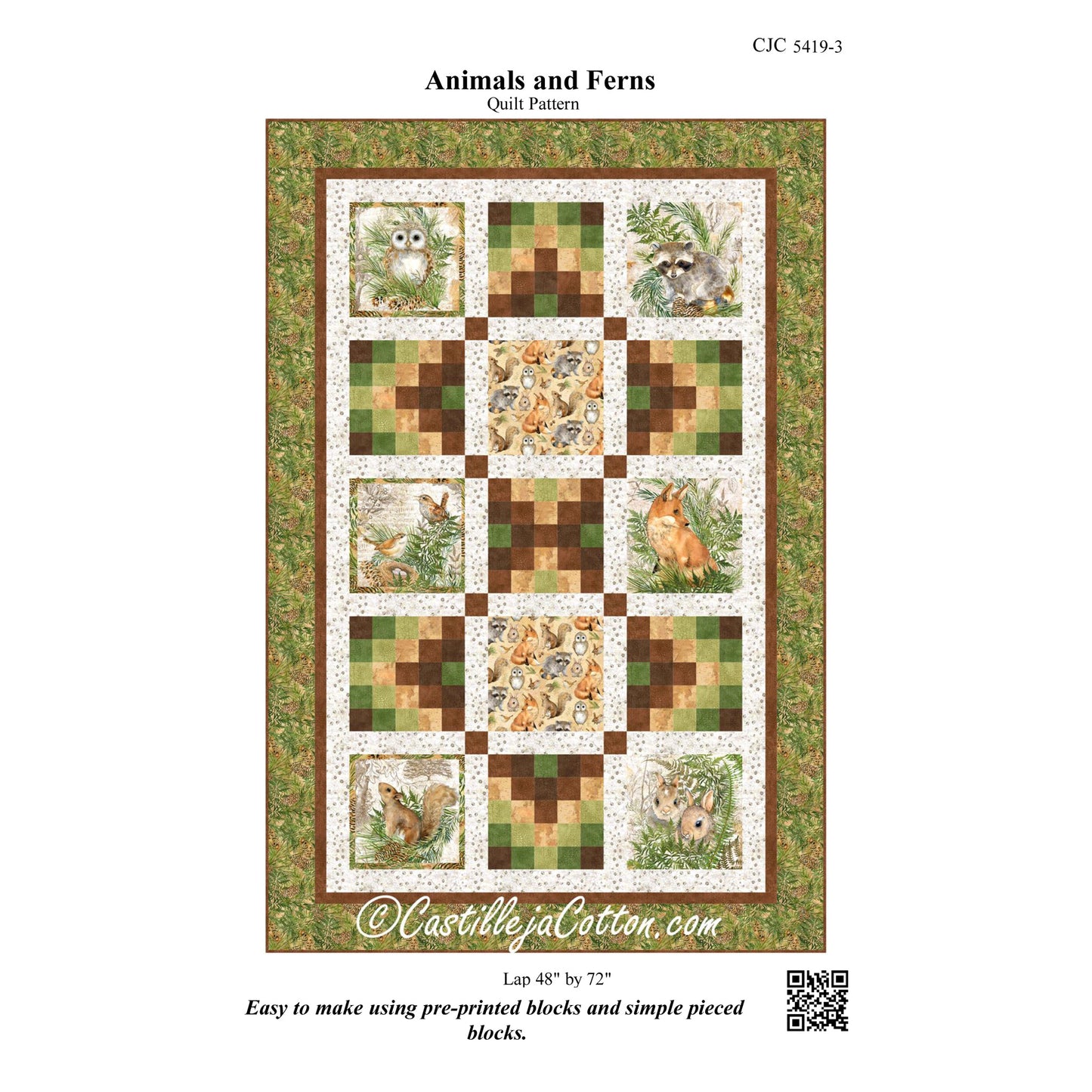 Animals and Ferns Quilt Pattern CJC-54193 - Paper Pattern