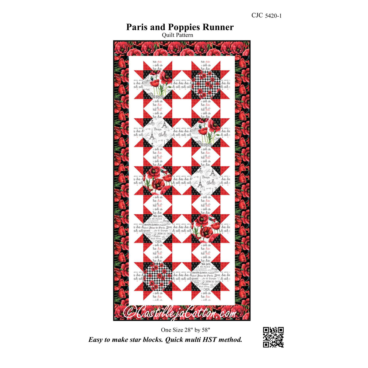 Paris and Poppies Runner Pattern CJC-54201 - Paper Pattern