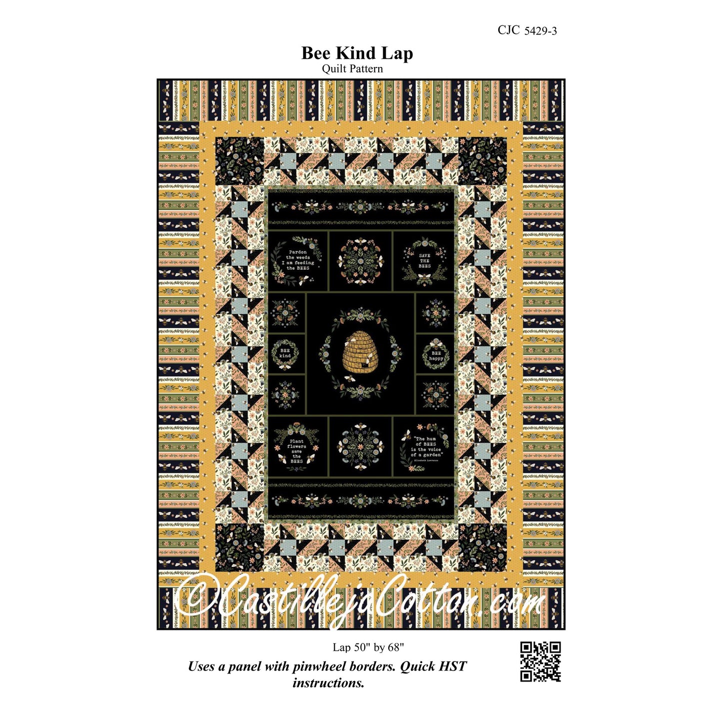 Bee Kind Lap Quilt Pattern CJC-54293 - Paper Pattern