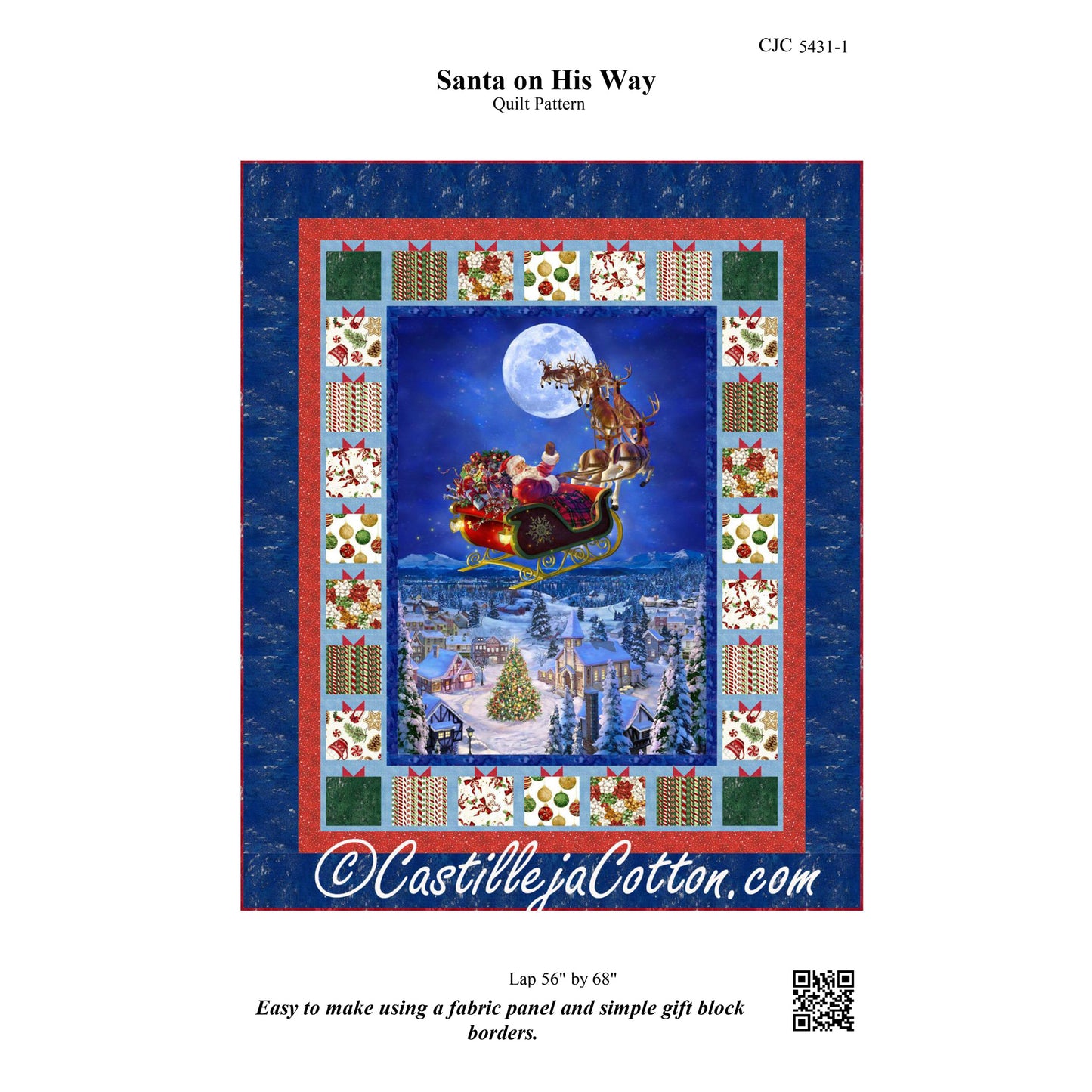 Santa on His Way Quilt CJC-54311e - Downloadable Pattern