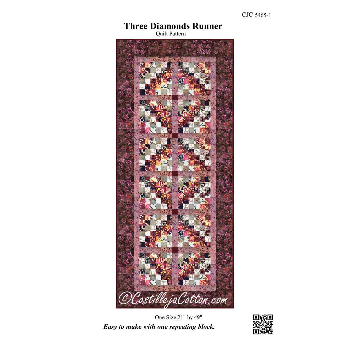 Three Diamonds Runner Quilt Pattern CJC-54651 - Paper Pattern