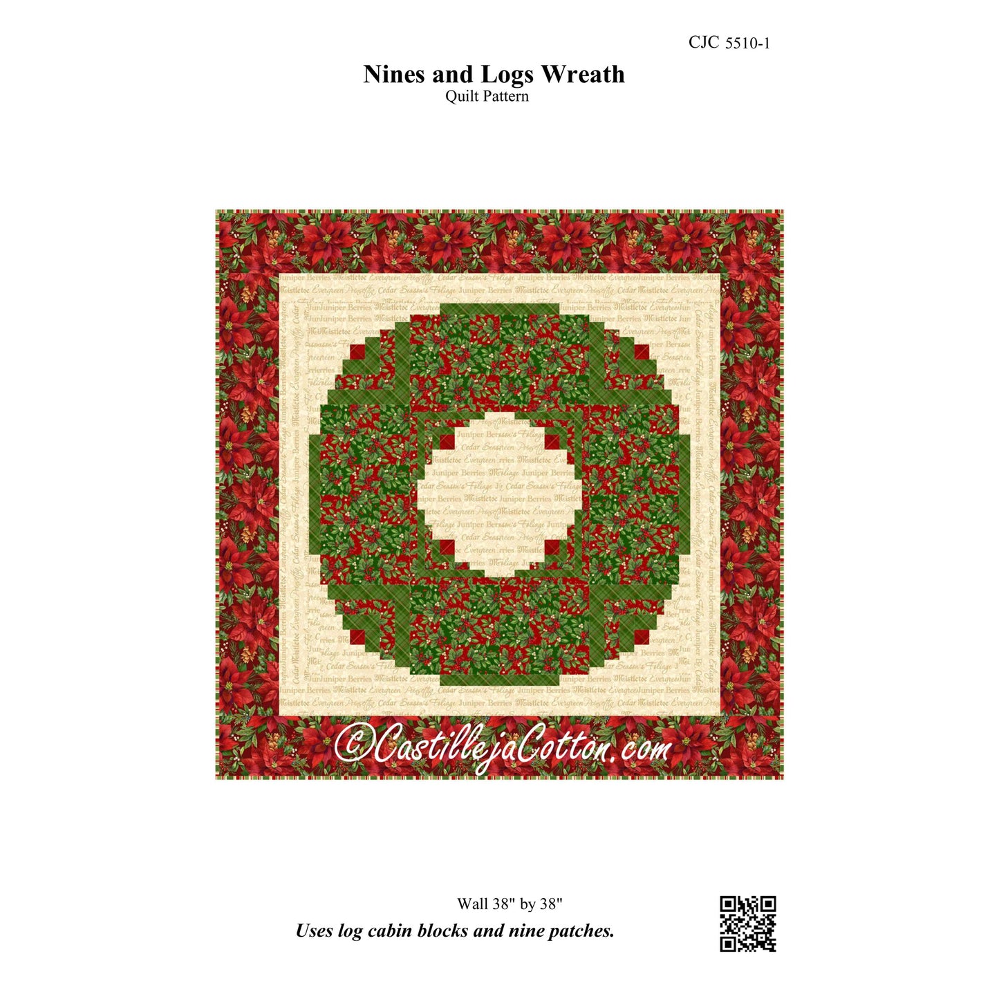 Nines and Logs Wreath Wall Hanging Pattern CJC-55101 - Paper Pattern