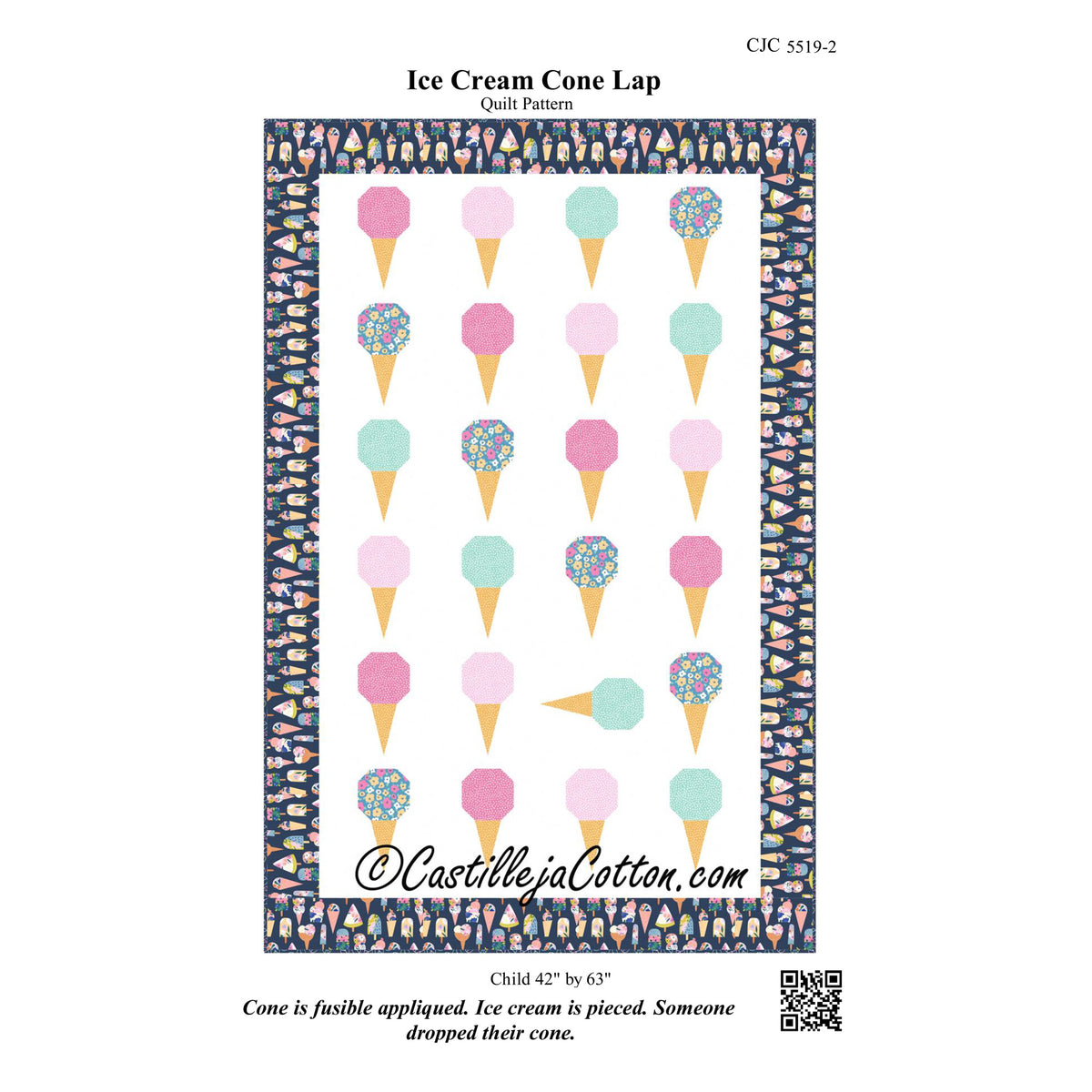 Ice Cream Cone Lap Quilt CJC-55192e - Downloadable Pattern