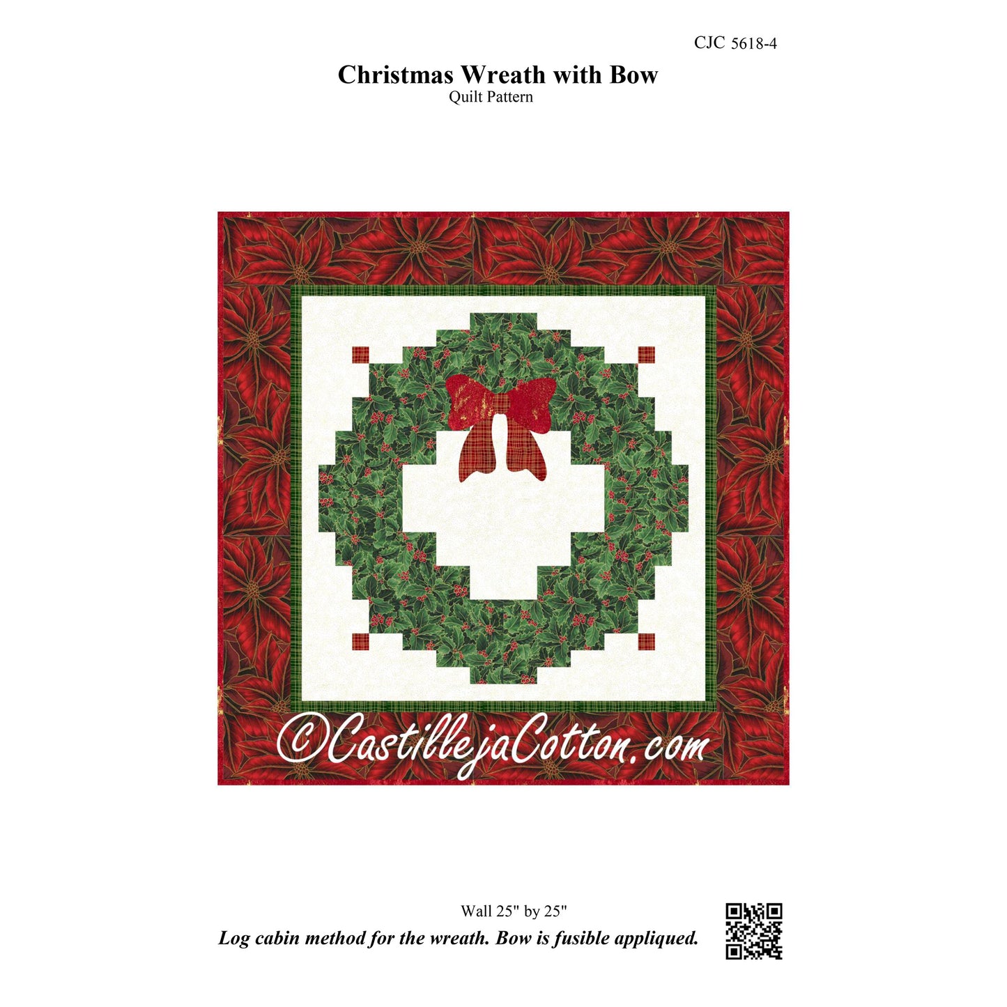 Christmas Wreath with Bow Wall Hanging CJC-56184e - Downloadable Pattern