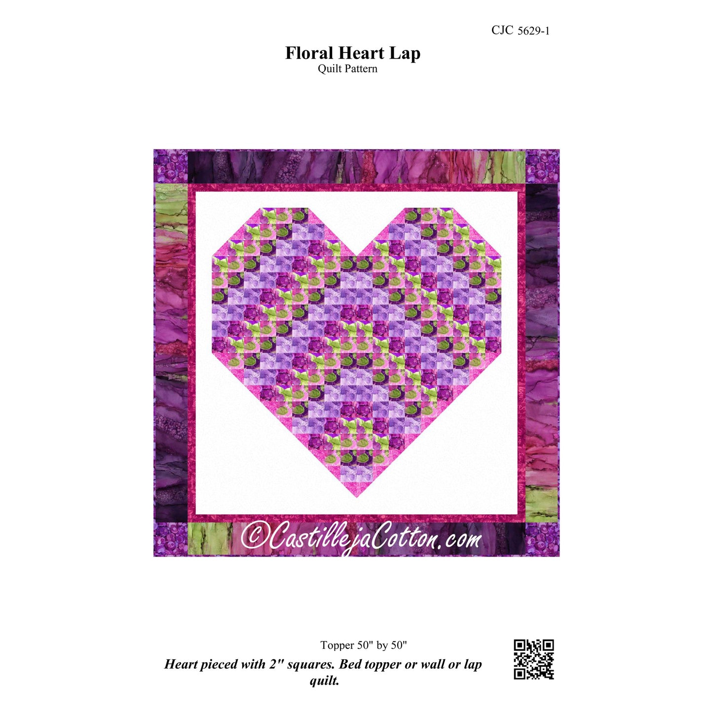 Floral Heart Lap Quilt Pattern CJC-56291 - Paper Pattern