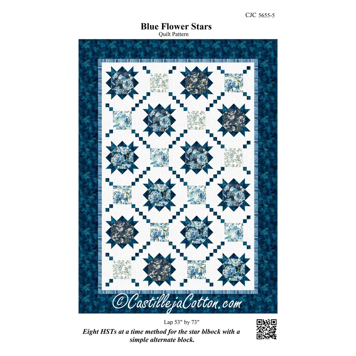 Blue Flower Stars Quilt CJC-56555e - Downloadable Pattern