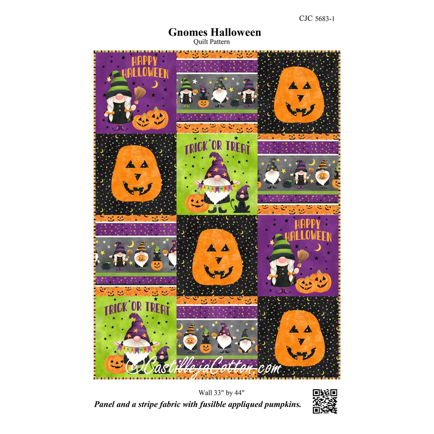 Gnomes Halloween Wall Hanging Pattern CJC-56831 - Paper Pattern
