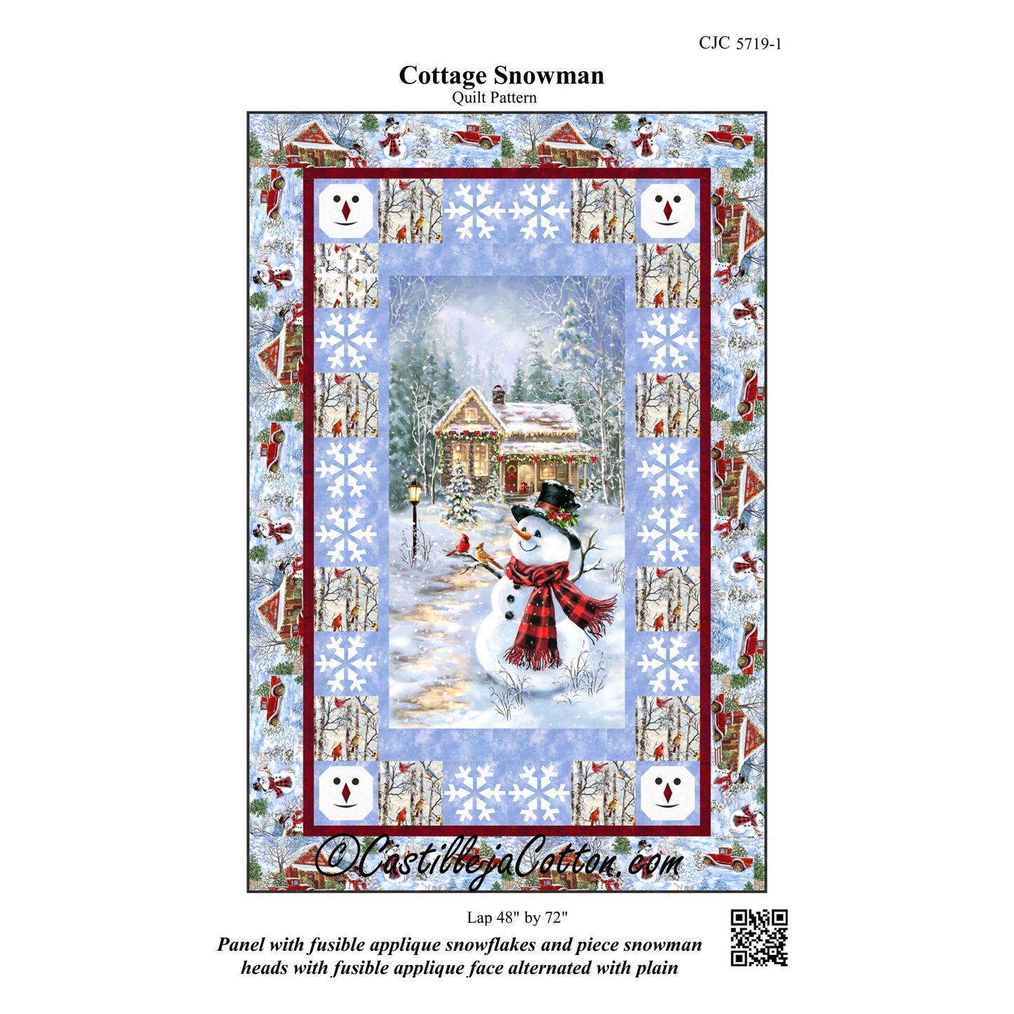 Cottage Snowman Quilt Pattern CJC-57191 - Paper Pattern