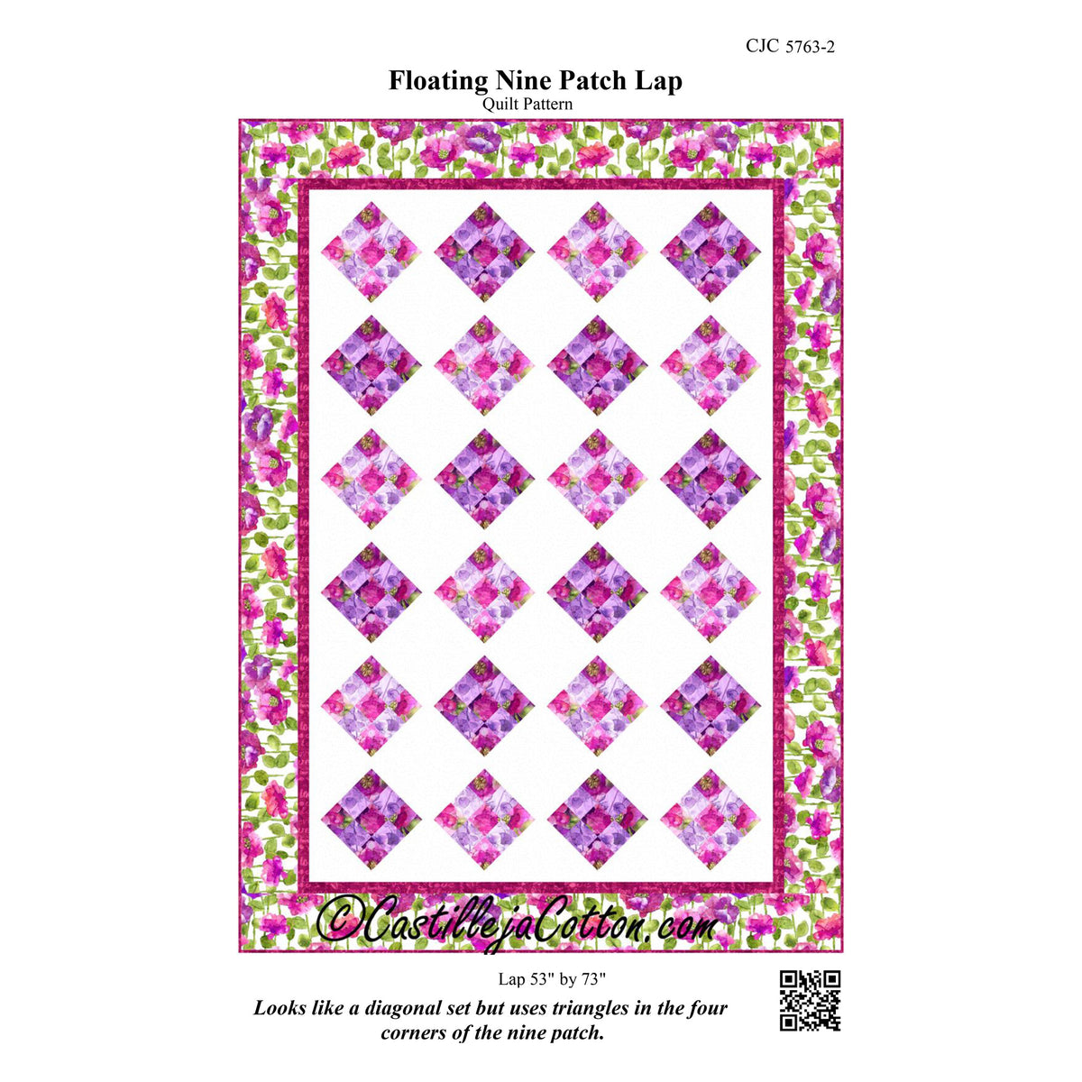 Floating Nine Patch Lap Quilt Pattern CJC-57632 - Paper Pattern